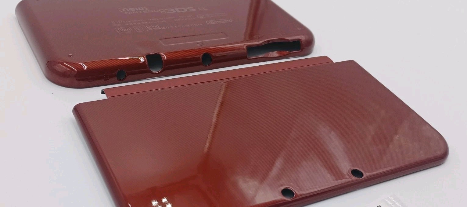 New Nintendo 3ds Xl LL Red Replacement Shells Front/Rear + Rubbers+Screws+Label
