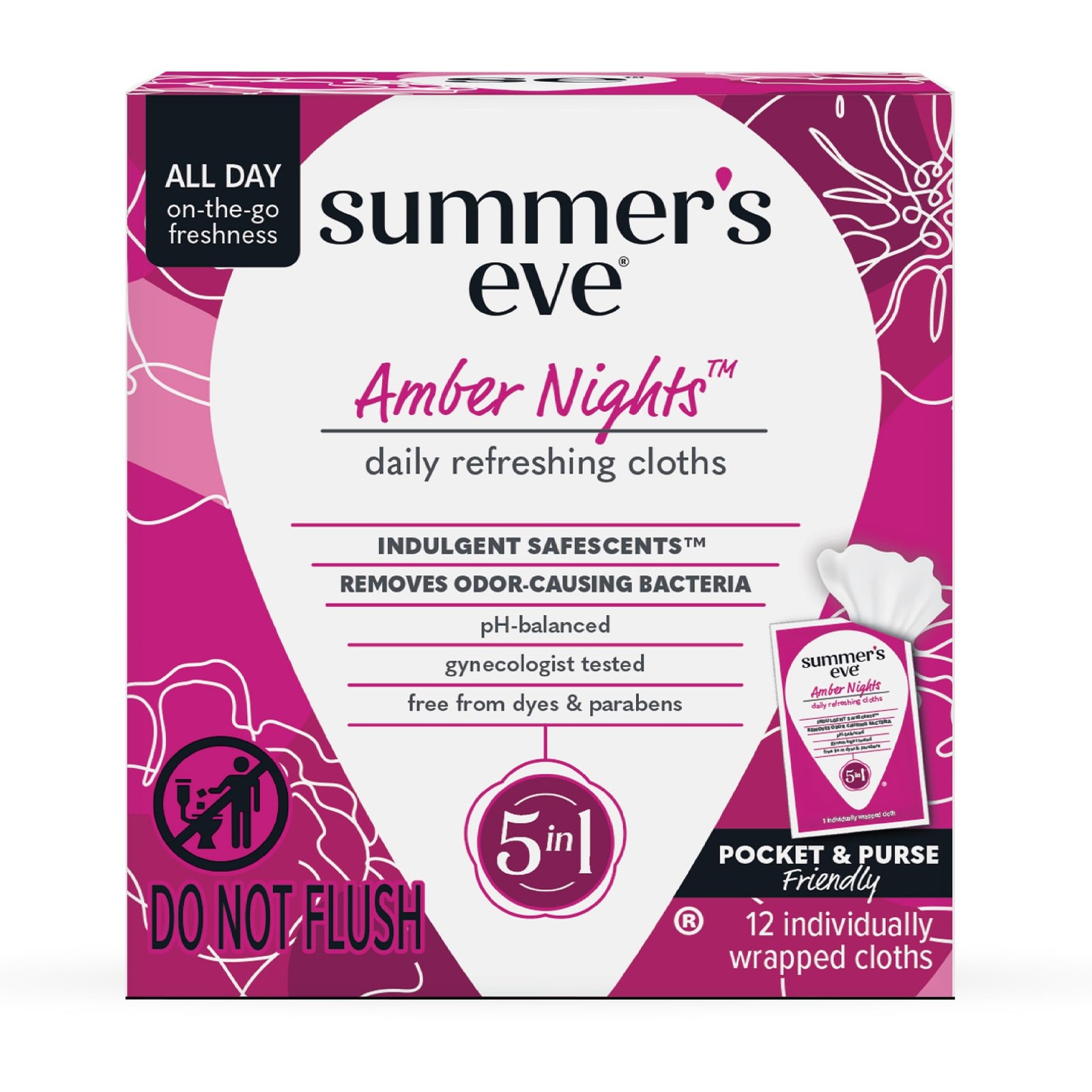 Summers Eve Amber Nights Feminine Wipes, with Gentle pH-Balanced Formula
