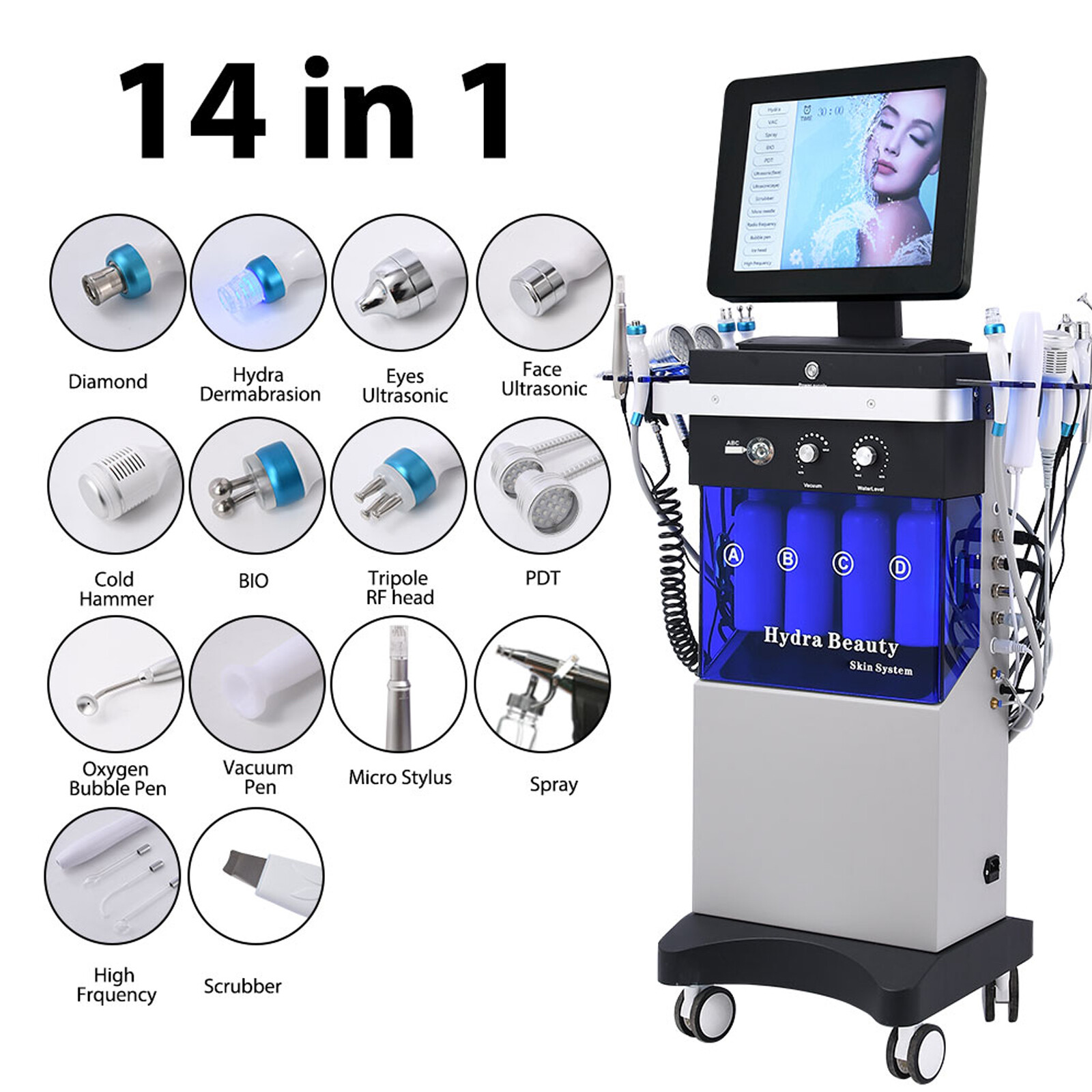 14in1 Hydra Spa Facial Beauty Machine Hydro Dermabrasion Skin Cleaning Face LijK