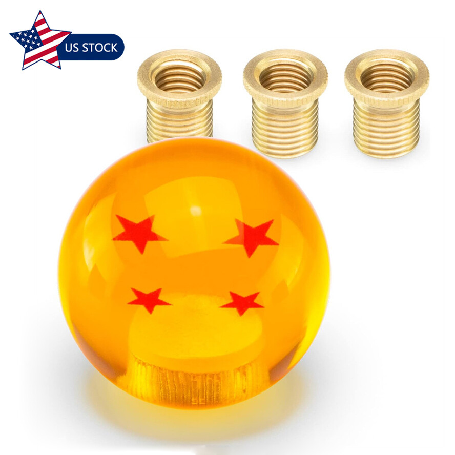 Round Dragon Ball 4 Star Shift Knob Manual Gear Shifter Head with 3 Adapters
