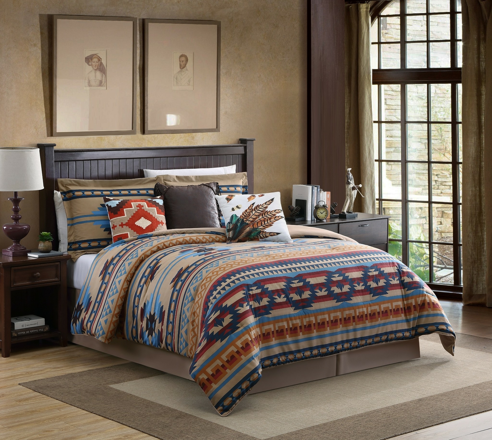 Chezmoi Collection 7-Piece Southwestern Geometric Tribal Printed Comforter Set