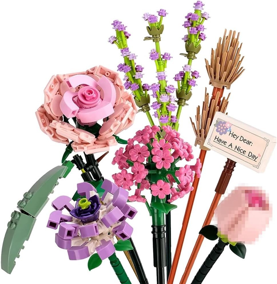 NEW!FULL SET Flower Bouquet 7 Stems Building Kit Botanical Collection 547 pieces