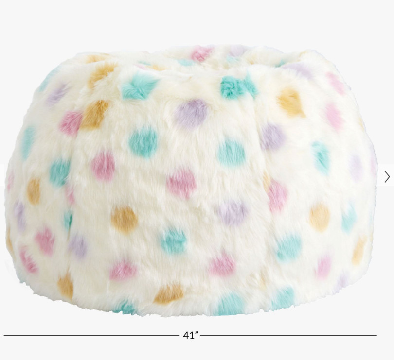 Pottery Barn Teen Lots A Dots Faux Fur Beanbag Slip Cover Large NEW SOLDOUT NLA