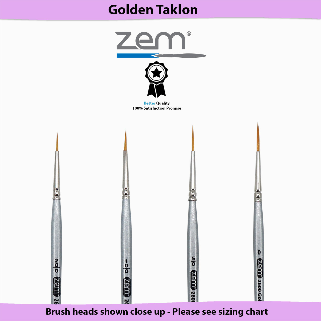 AS-26 Golden Taklon Synthetic Long Liner Brush Set 4 pcs