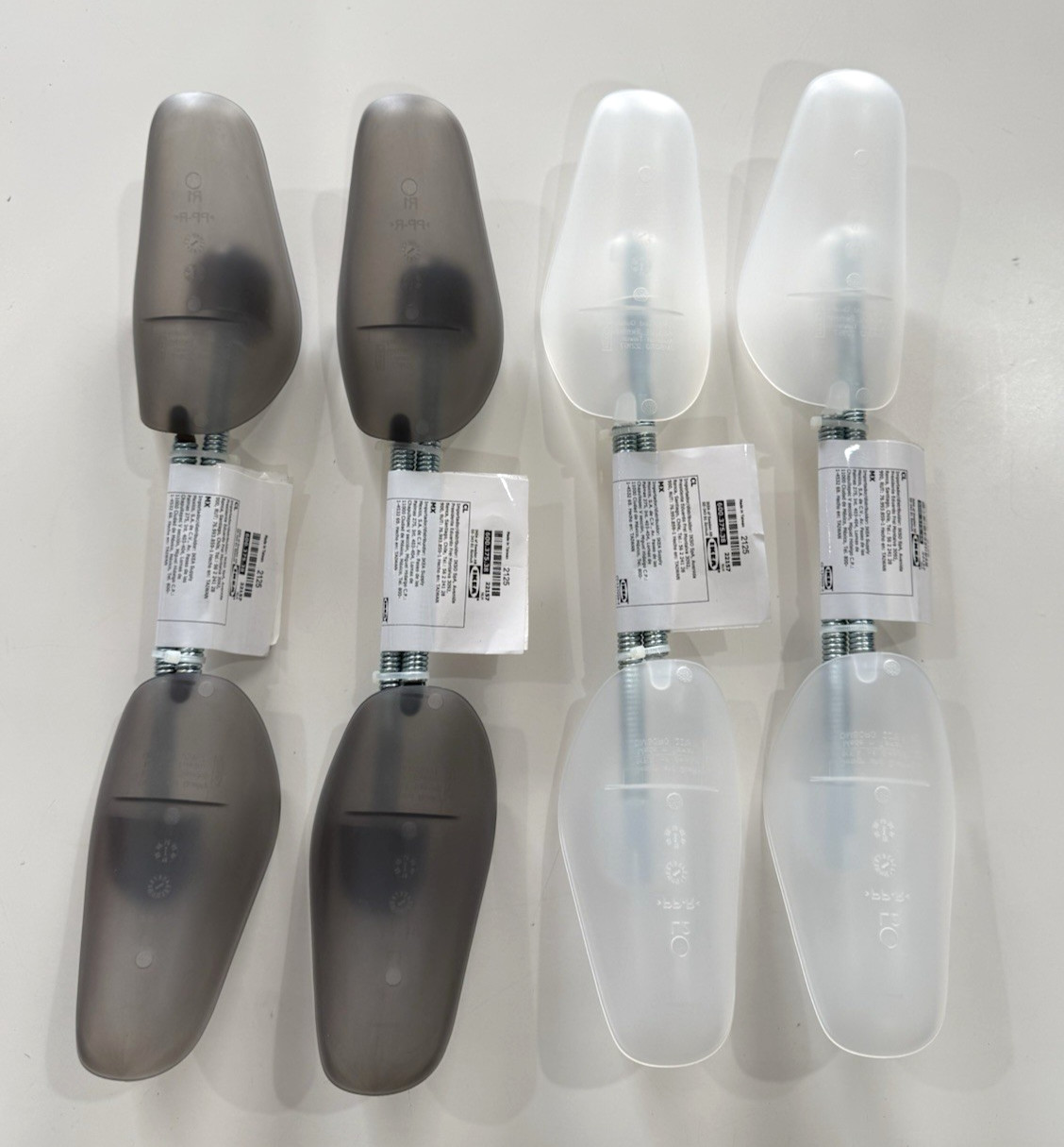 IKEA Omsorg Shoe Form 4 Pairs Clear/ Light Gray  New 600.375.38