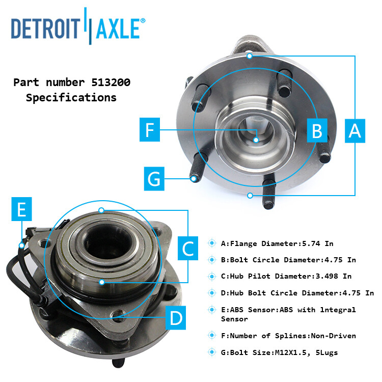 2WD Front Wheel Bearing Hub Assembly for 1998-2004 Chevy Blazer GMC Jimmy 5 LUG