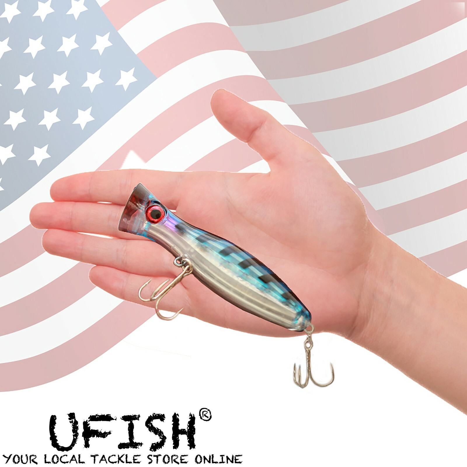 UFISH Popper Fishing Bass Lure Saltwater Top Water Lures Large Pike Musky 5 Inch