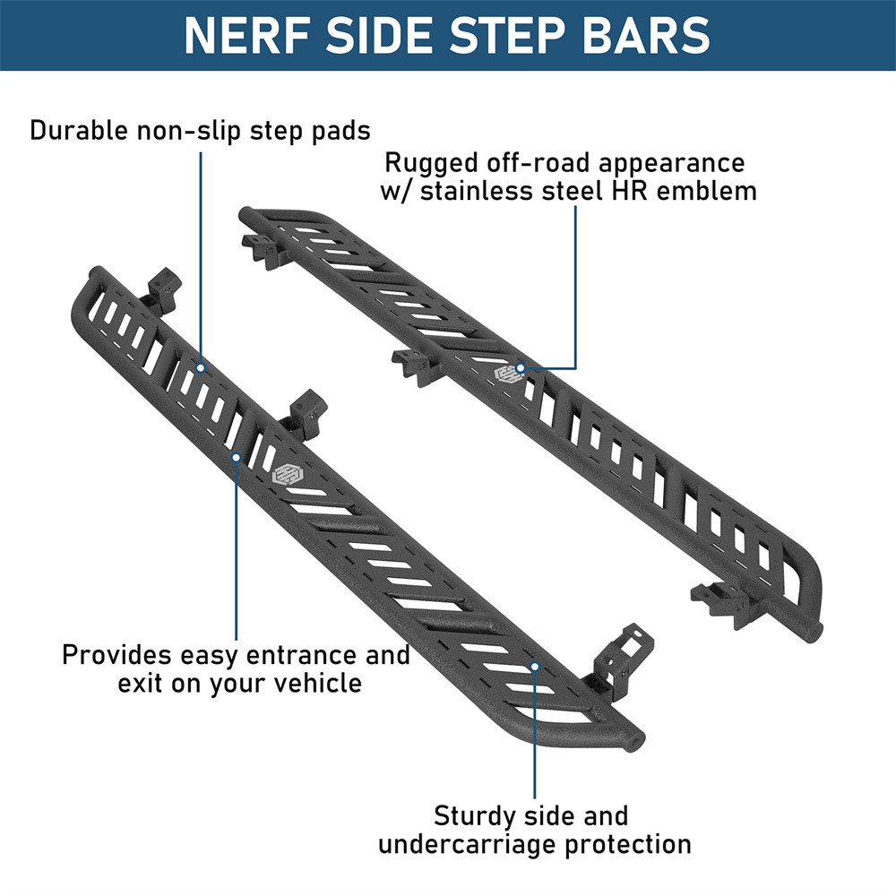 Pair Side Steps Running Boards Slider Rails For 2007-2021 Toyota Tundra CrewMax