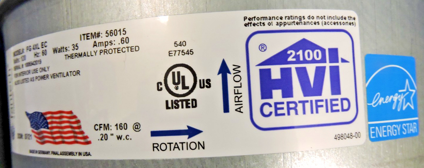 Fantech FG 4XL Inline Centrifugal Fan 4-Inch Duct 170 CFM New