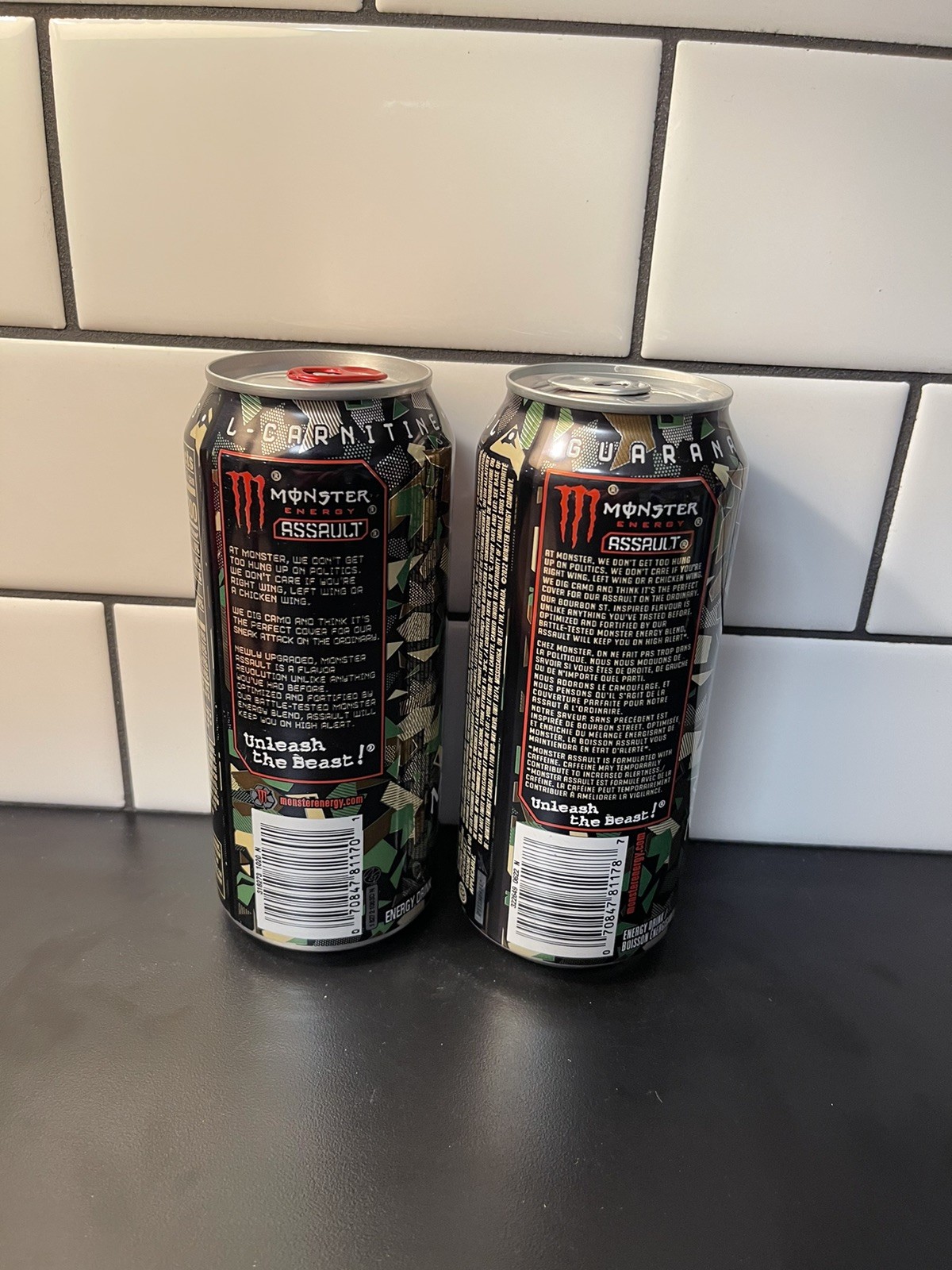Two Monster Energy Assault Full 16oz Cans From USA 🇺🇸 And Canada 🇨🇦