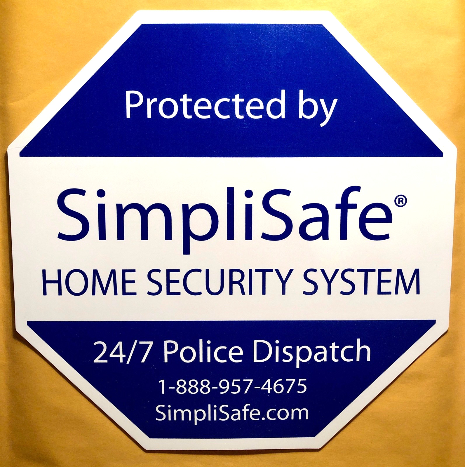 SimpliSafe Home Security System Original Octagonal Window/Yard Sign - BRAND NEW