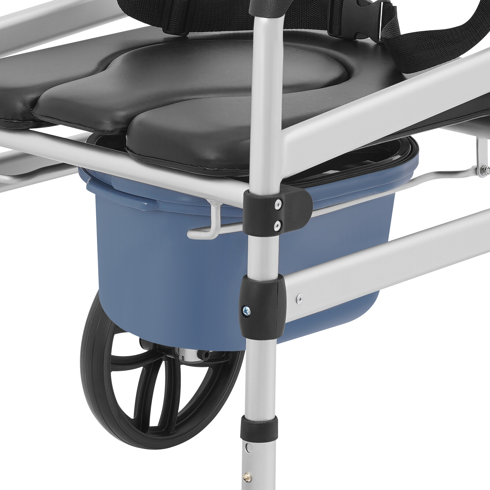 Foldable Shower Rolling Chair Adjustable Seat Folding Bath Wheelchair w/ Wheels