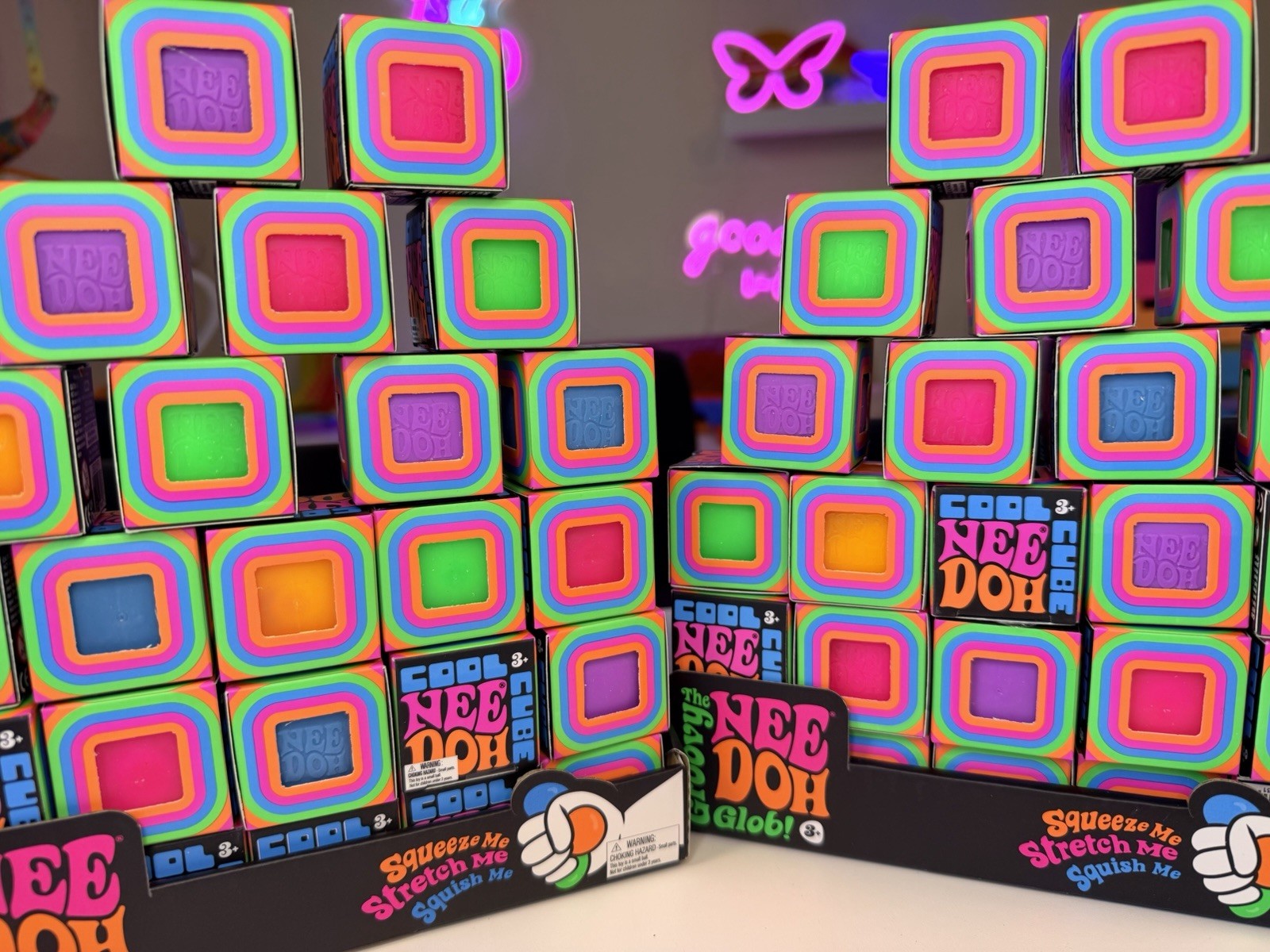 Must Have Hard To Find Cool NeeDoh Cube Purple Pink Green Orange Squishy Toy