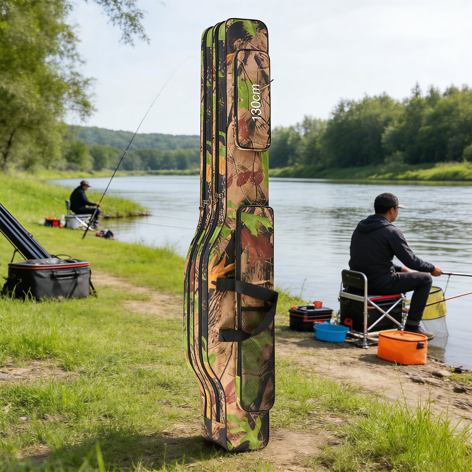 Fishing Rod Case - 3 Layers Fishing Pole Bag Portable Carry Storage Case 130cm