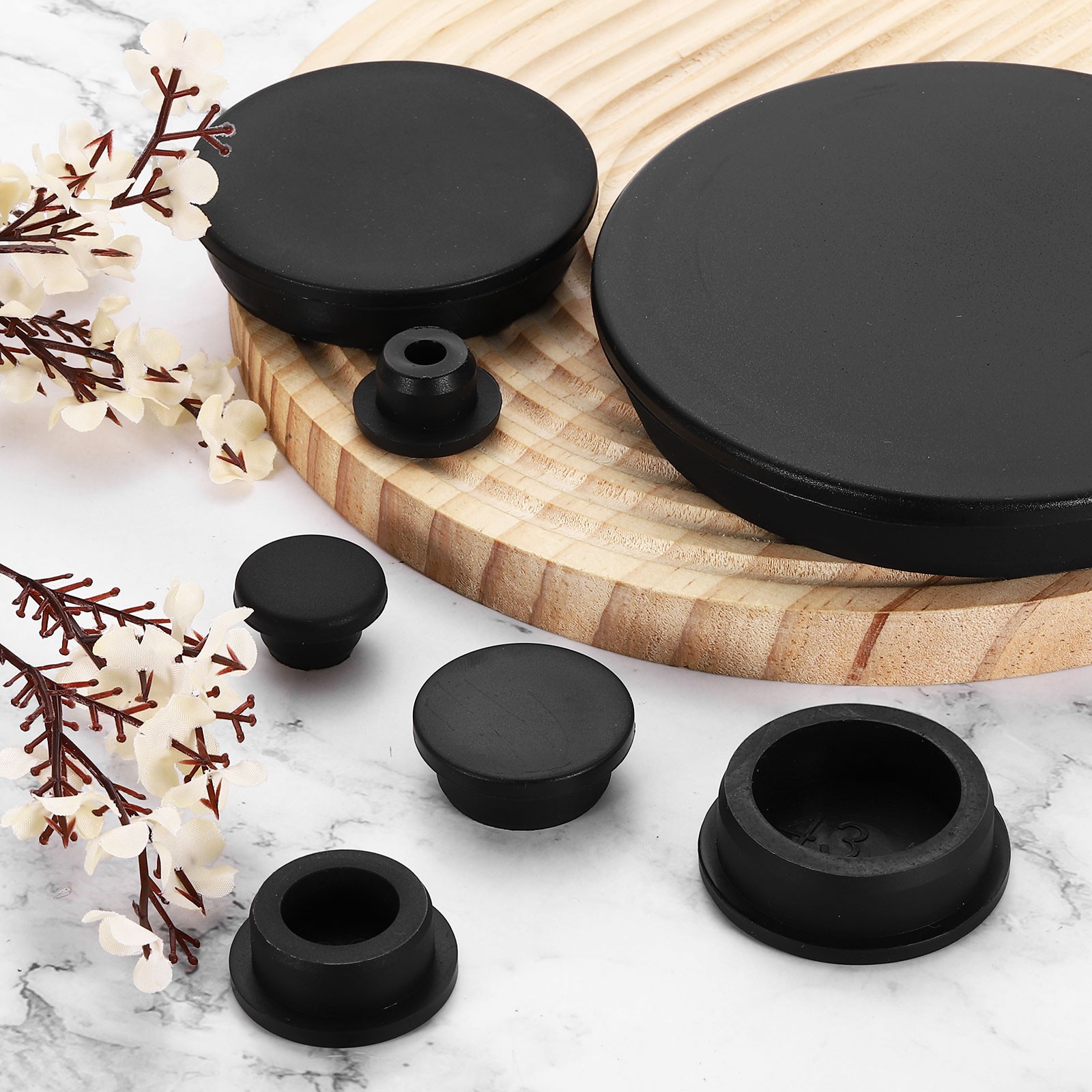 Silicone Hole Plugs Round Rubber Stopper for 55mm/2.17" Hole Black