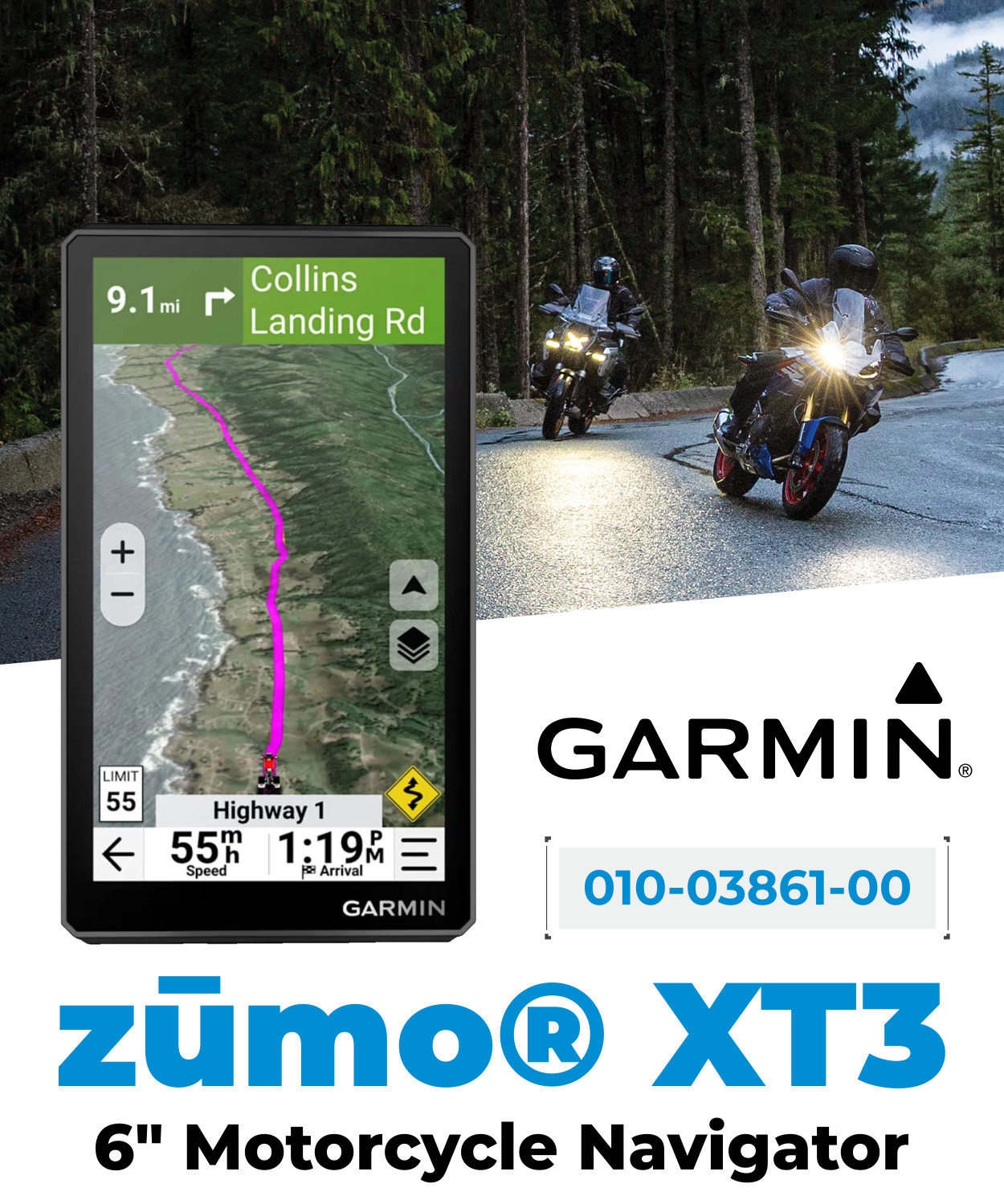 Garmin Zumo XT3 Rugged Motorcycle GPS Navigator 6'' Display