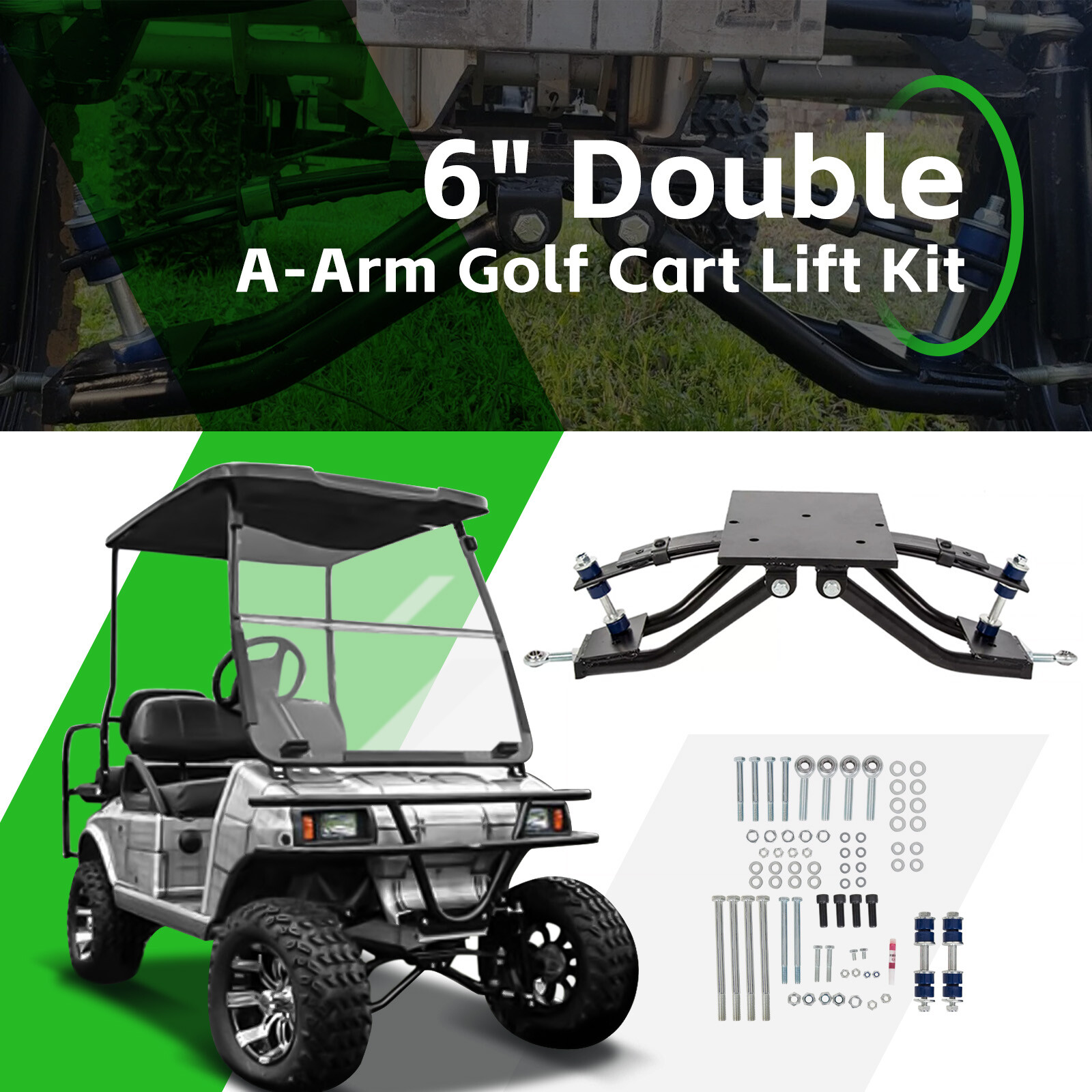 6" Double A-Arm Golf Cart Lift Kit For Club Car DS 1982-2003 Elec&Gas 23" Tire