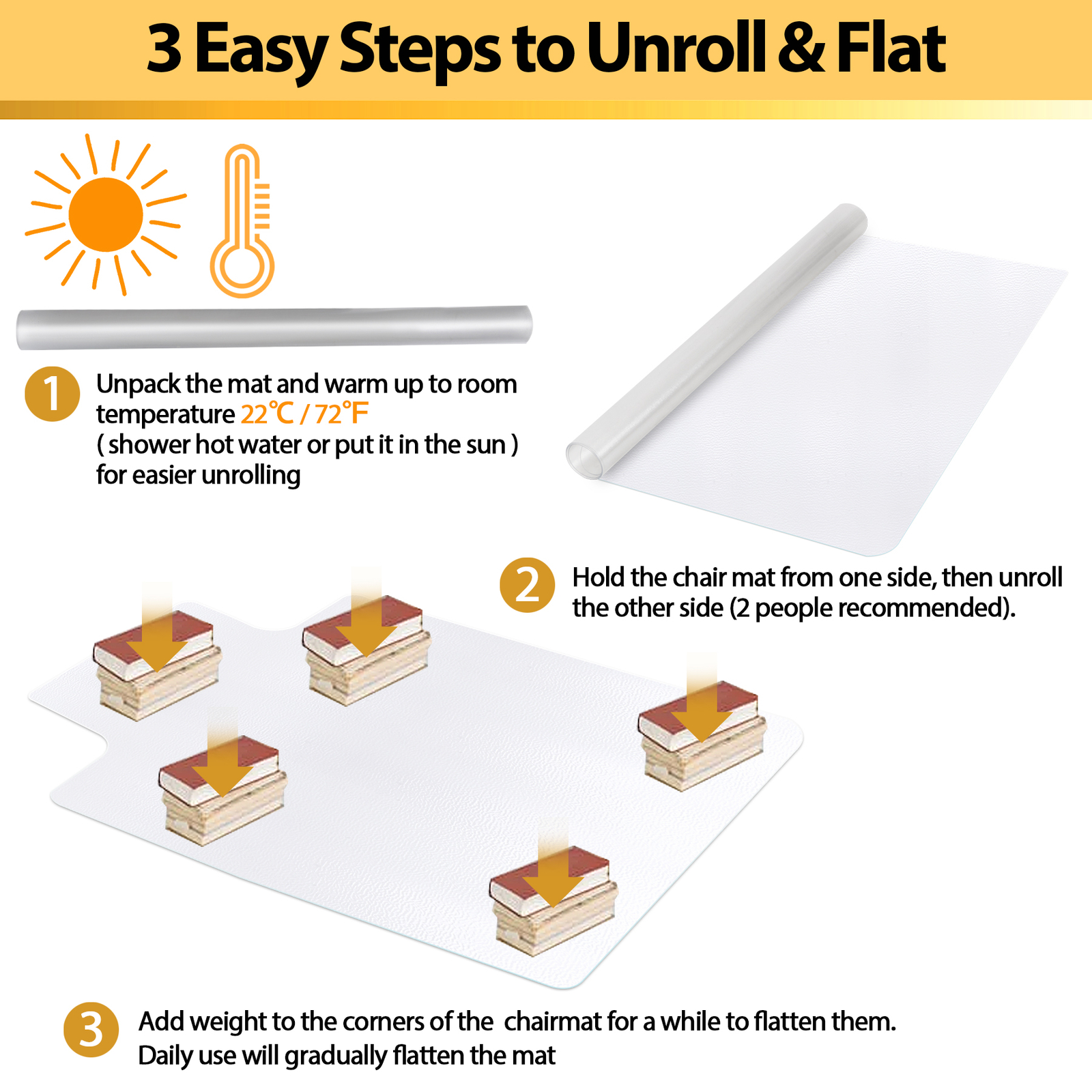 Office Desk Chair Mat for Hard Wood Floors 48" x 36" Clear PVC Floor Mat w/ Lip