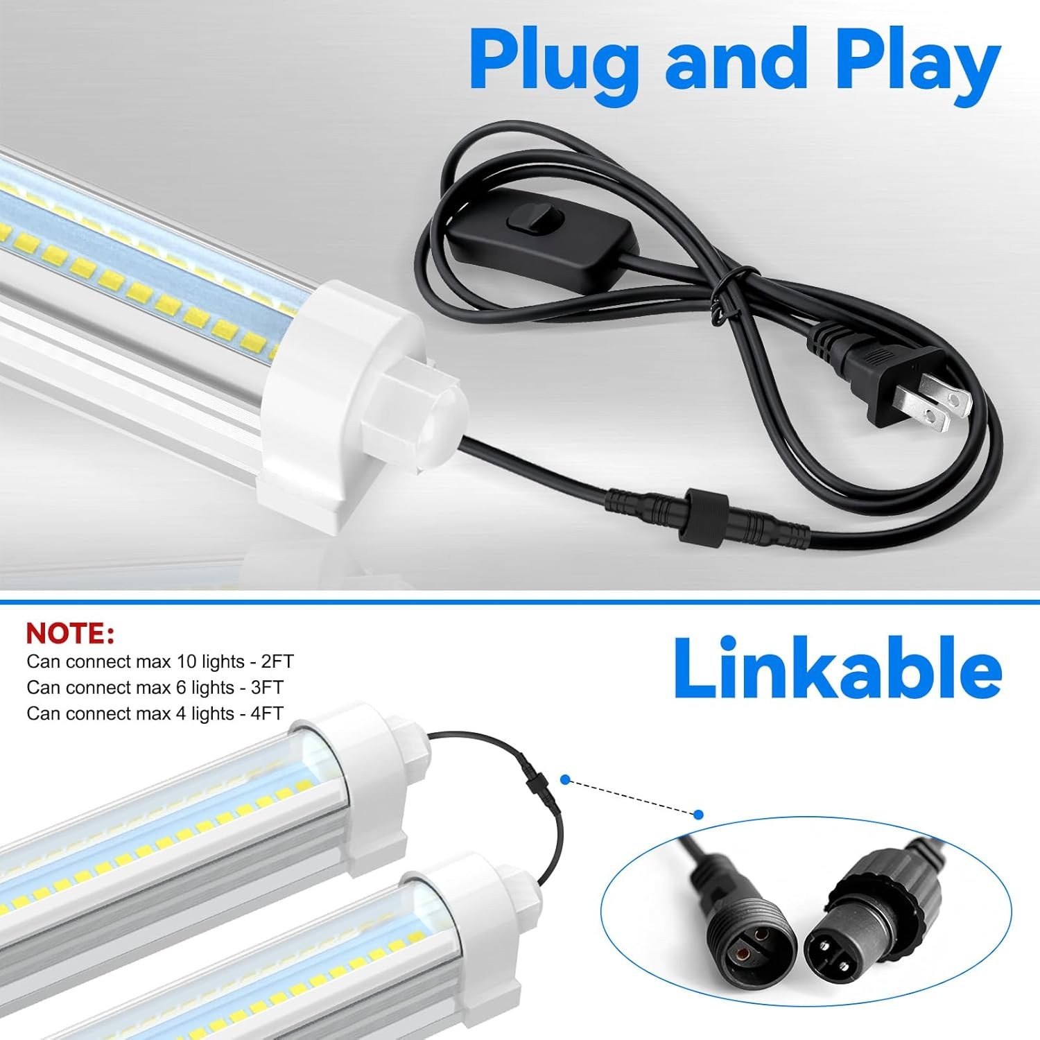 LED Grow Lights 2-20Pack T8 3-4FT 36、48W Indoor Linkable LED Plant Growing Lamps