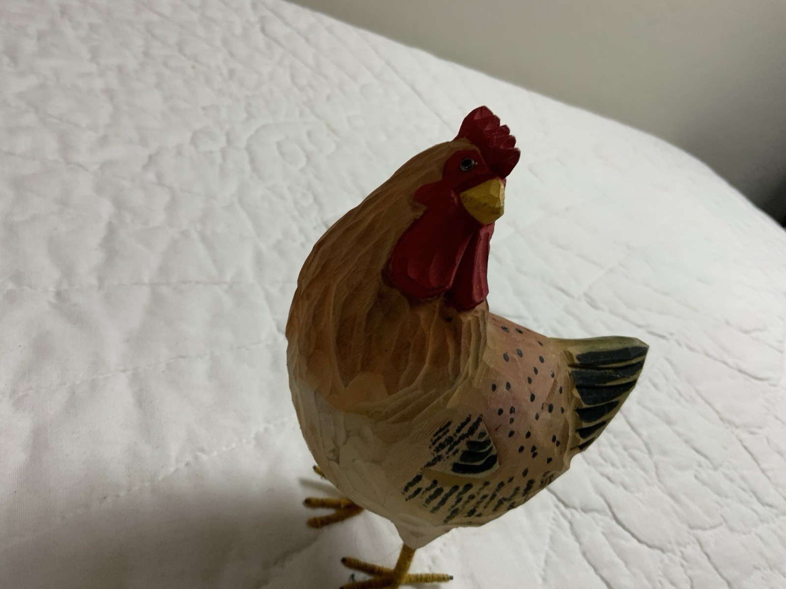 Rooster, Chicken Folk Art Figurine, Country, Wood, Carved, Hand Painted