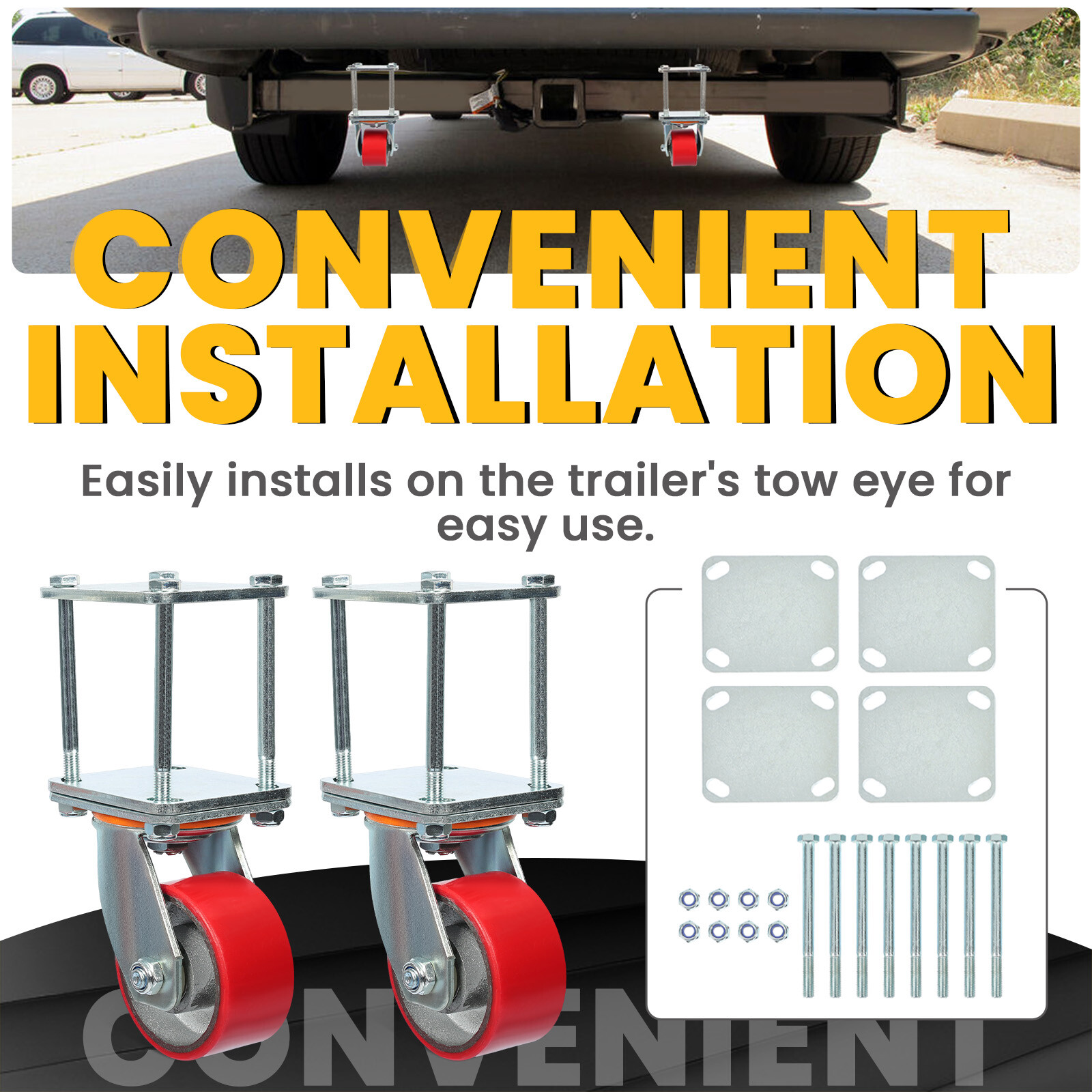 For RV Travel Trailer Fifth Wheel RV 2.5" or 3" Receivers Hitch Mount Skid Wheel