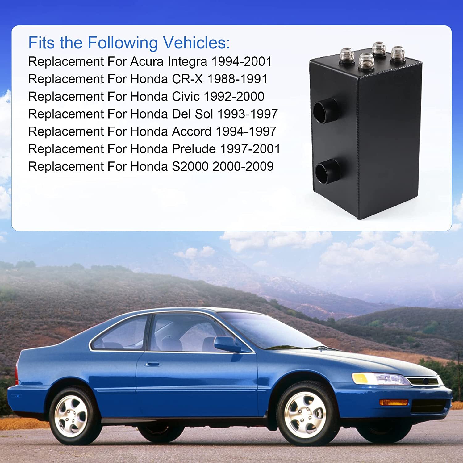 AN10 Oil Catch Can Reservoir Tank w Dual Breather Filter Baffled Tank Kit 4 Port