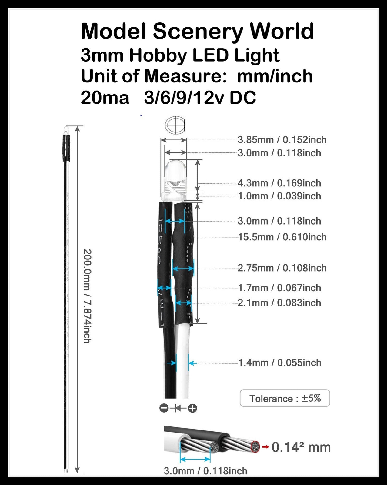 Flickering ~ Candle Flicker Flame Effect ~ Pre-Wired LEDs ~ 3-12 Volt DC LED
