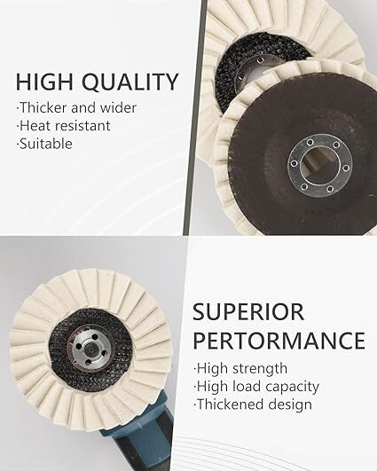 12Pack 4.5in Felt Flap Disc Wool Polishing Buffing Wheel Pad for Angle Grinder