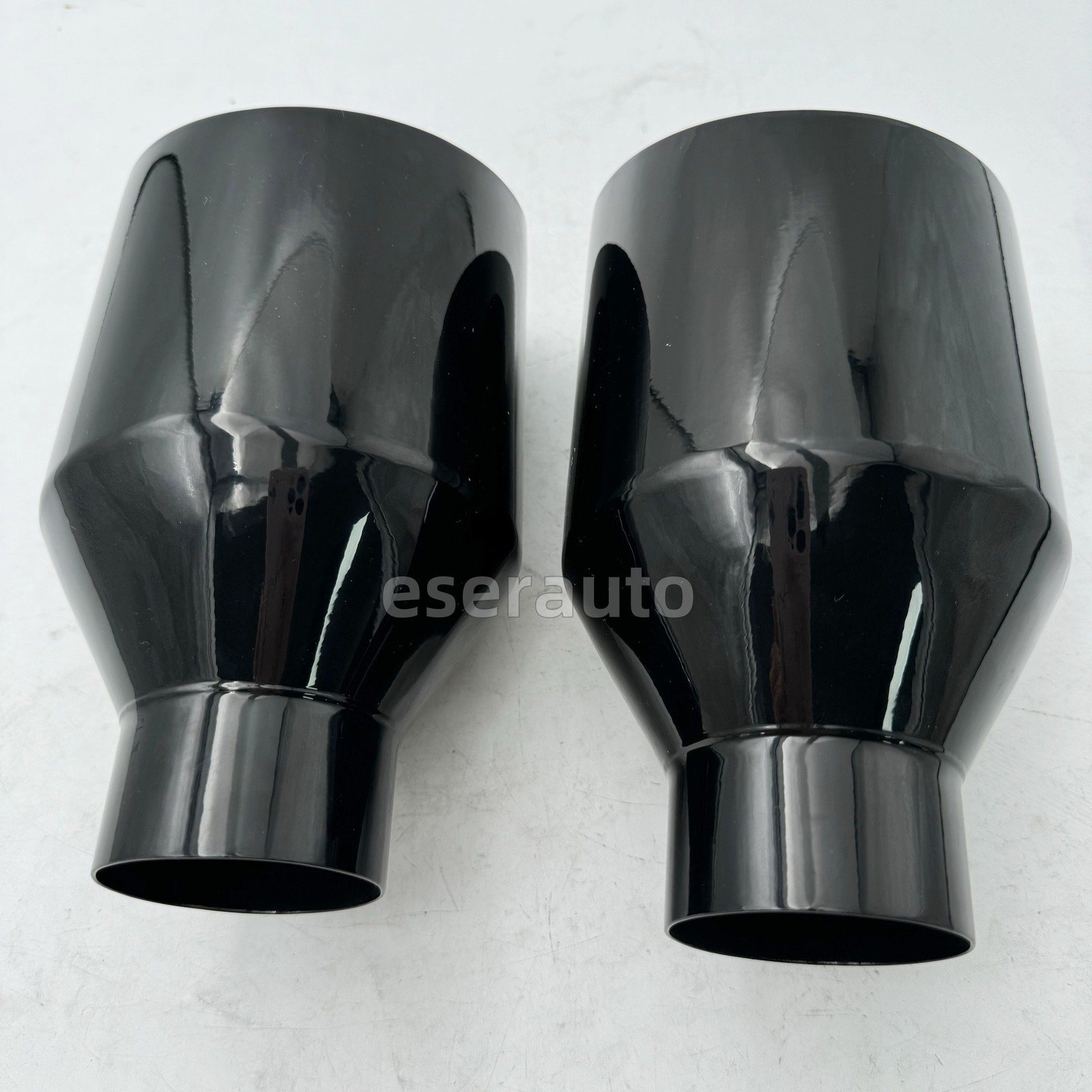 Pair Dodge RT SRT RAM 5″ Big Black Exhaust Tip 2.5″ Inlet Angle Cut Double Wall