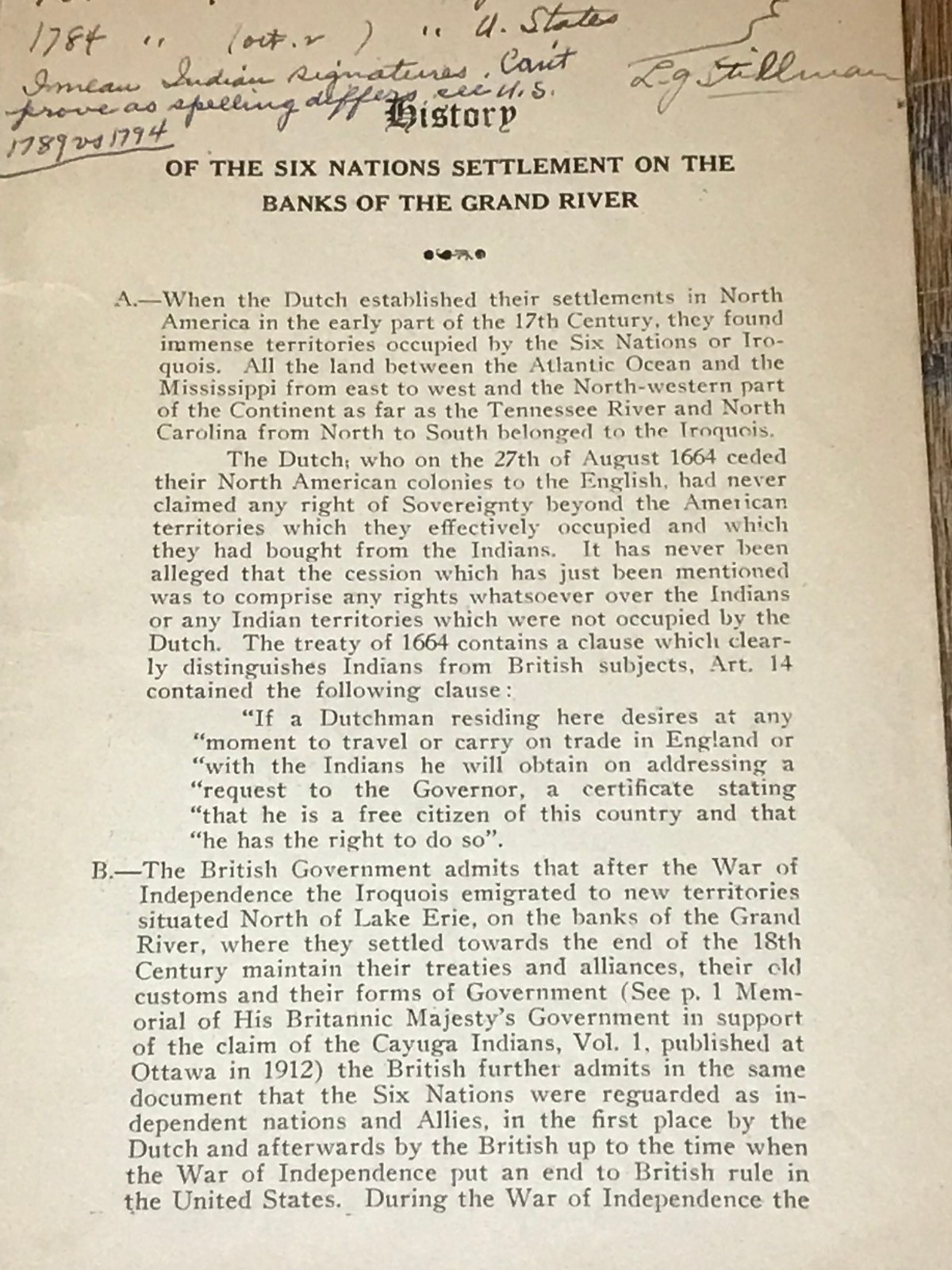 1920s History Of The Six Nations Indians Settlement On Banks of Grand River RARE