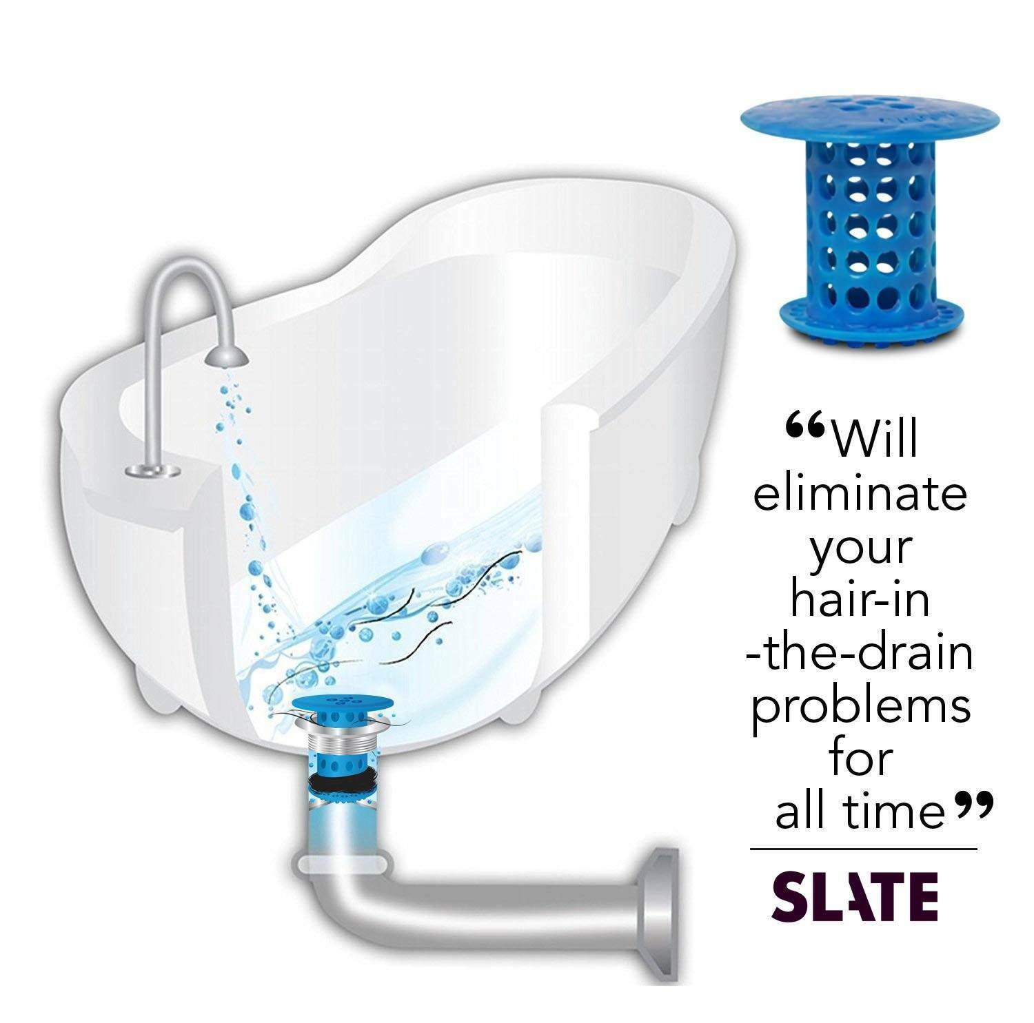 TubShroom® (Blue) Revolutionary Hair Catcher That Prevents Clogged Tub Drains