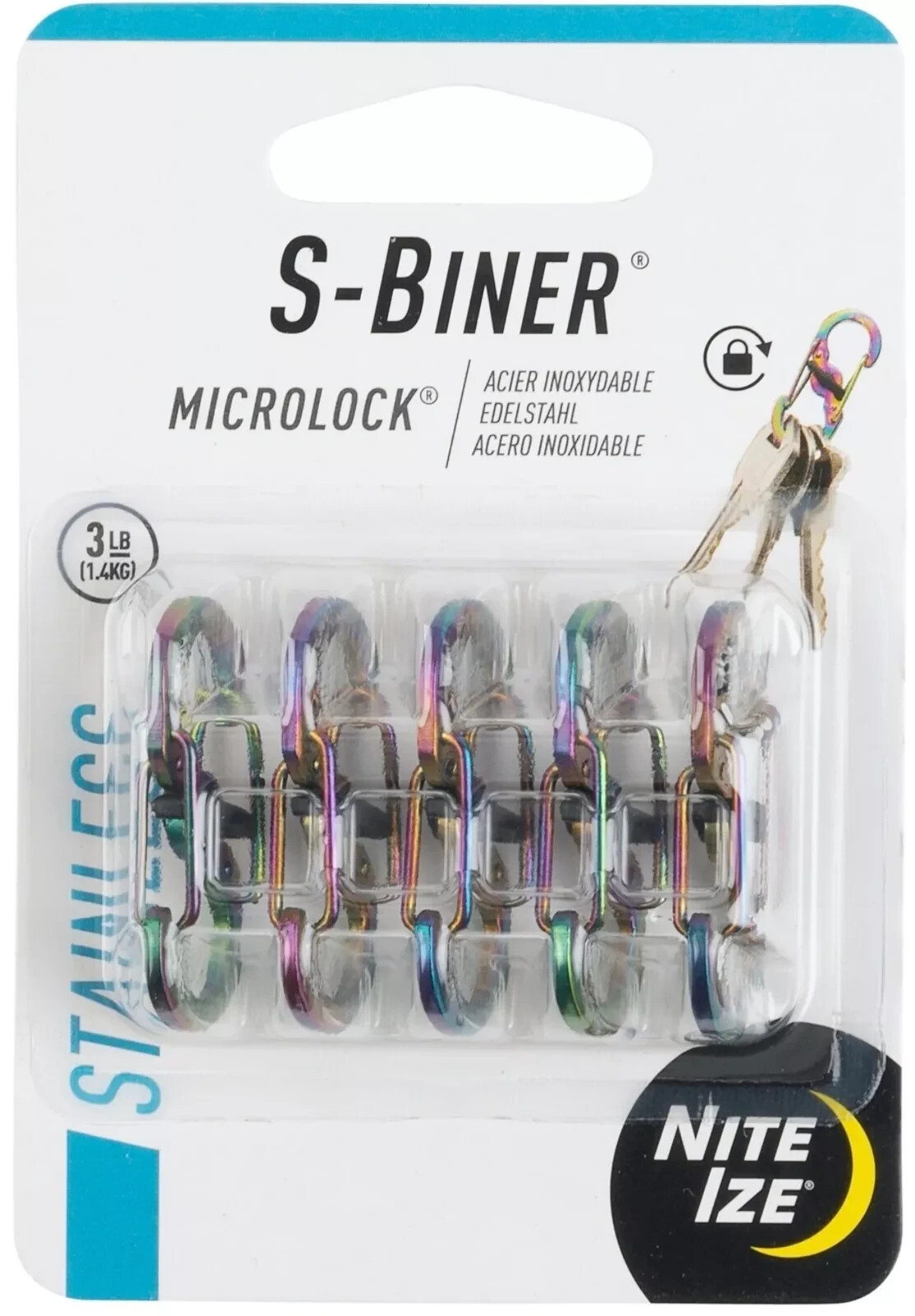 Nite Ize 5-Pack S-Biner MicroLock Stainless Steel Carabiner - Spectrum