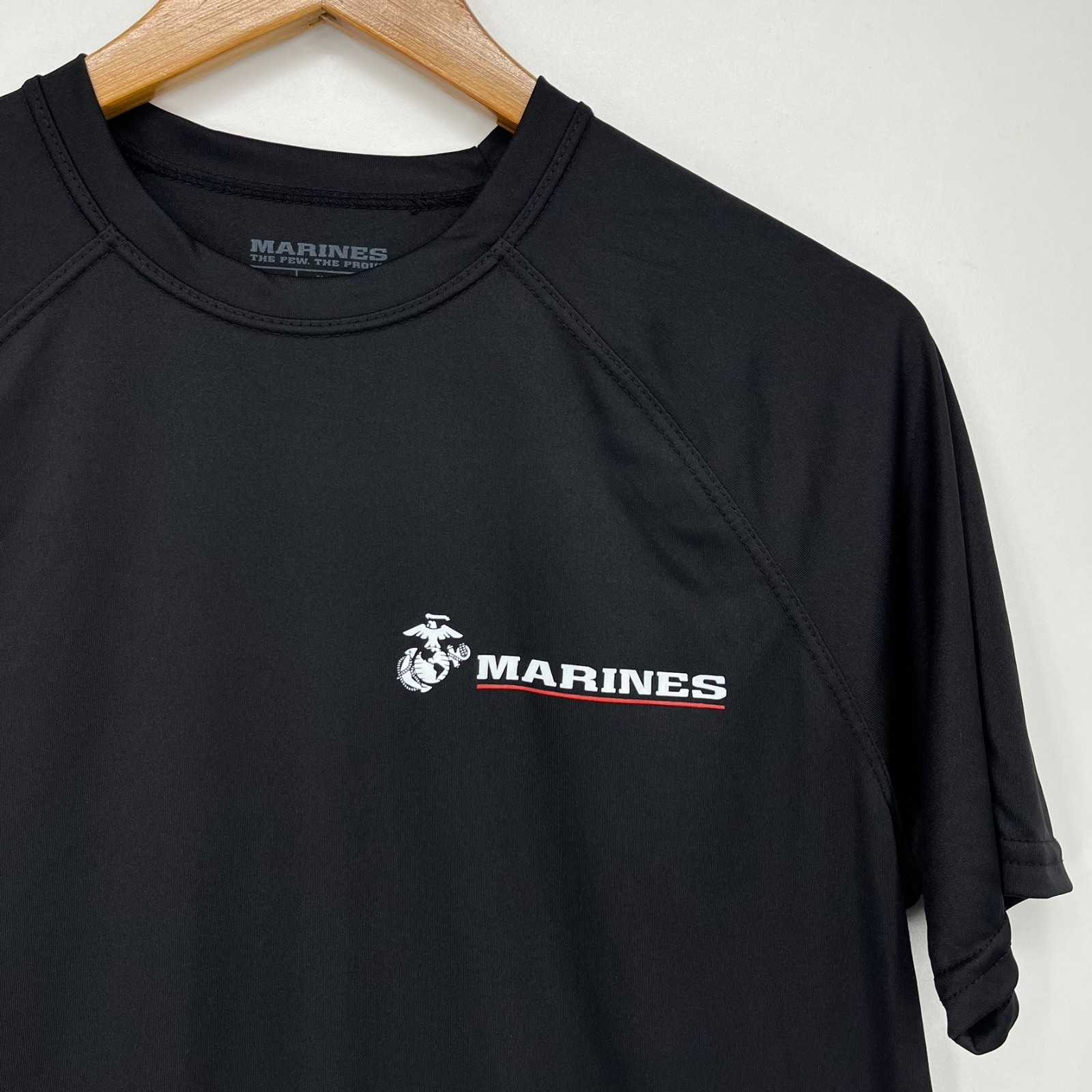 USMC Marines Short Sleeve T-Shirt Men's Size S Black Moisture Wicking USA NWOT