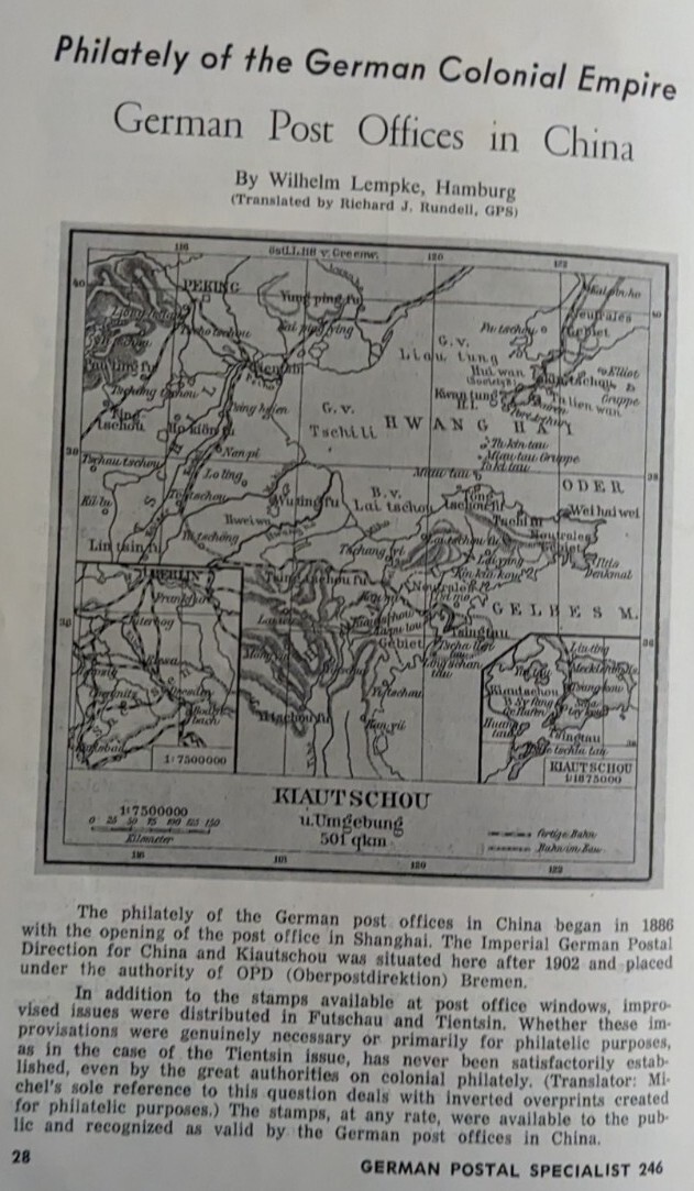 German Postal Specialist Jan 1974 Colonial Philately - German P. O.s in China