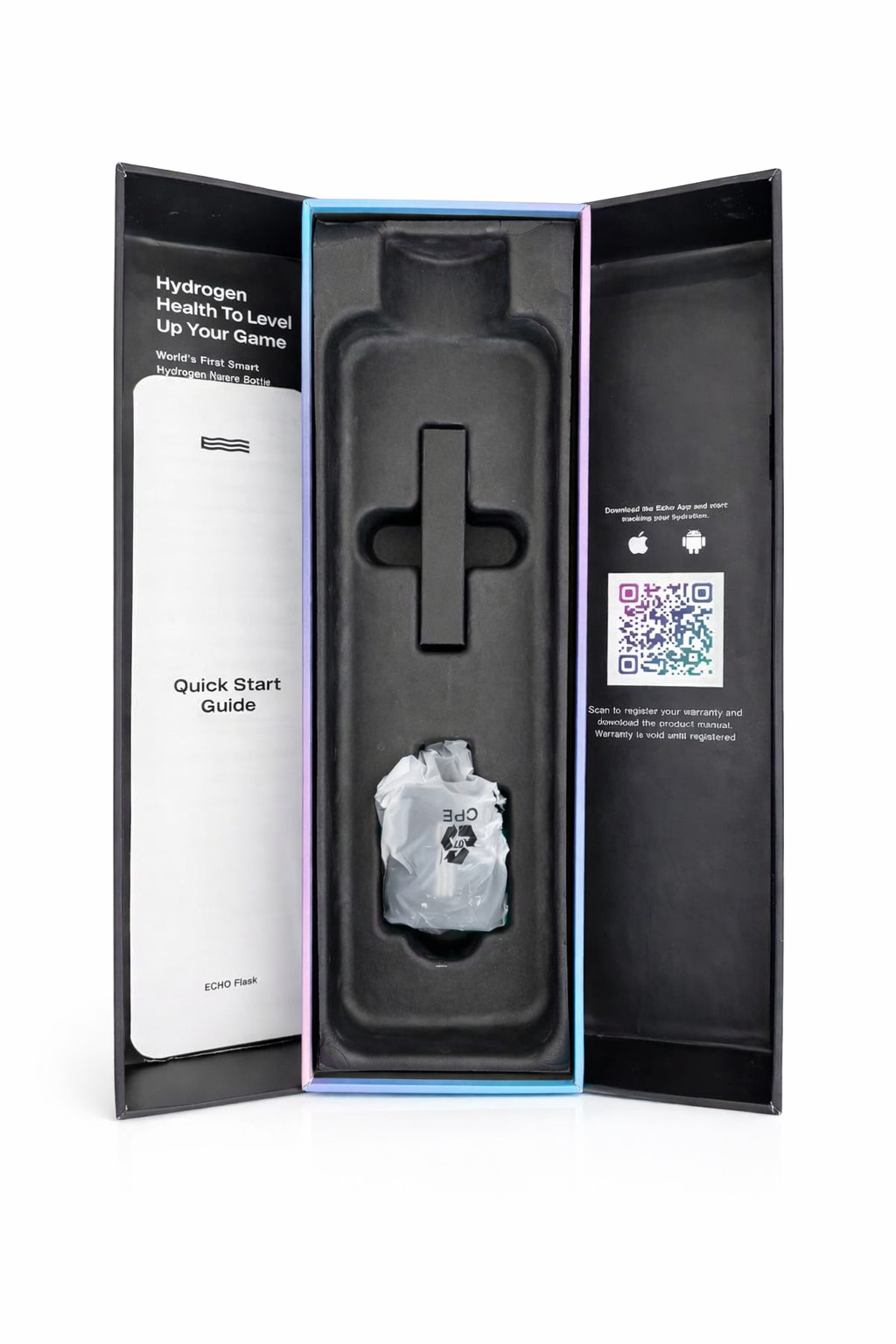 Echo Flask Hydrogen Water Bottle SPE/PEM 5.0 - 8.0 PPM with USB-C charging 9K