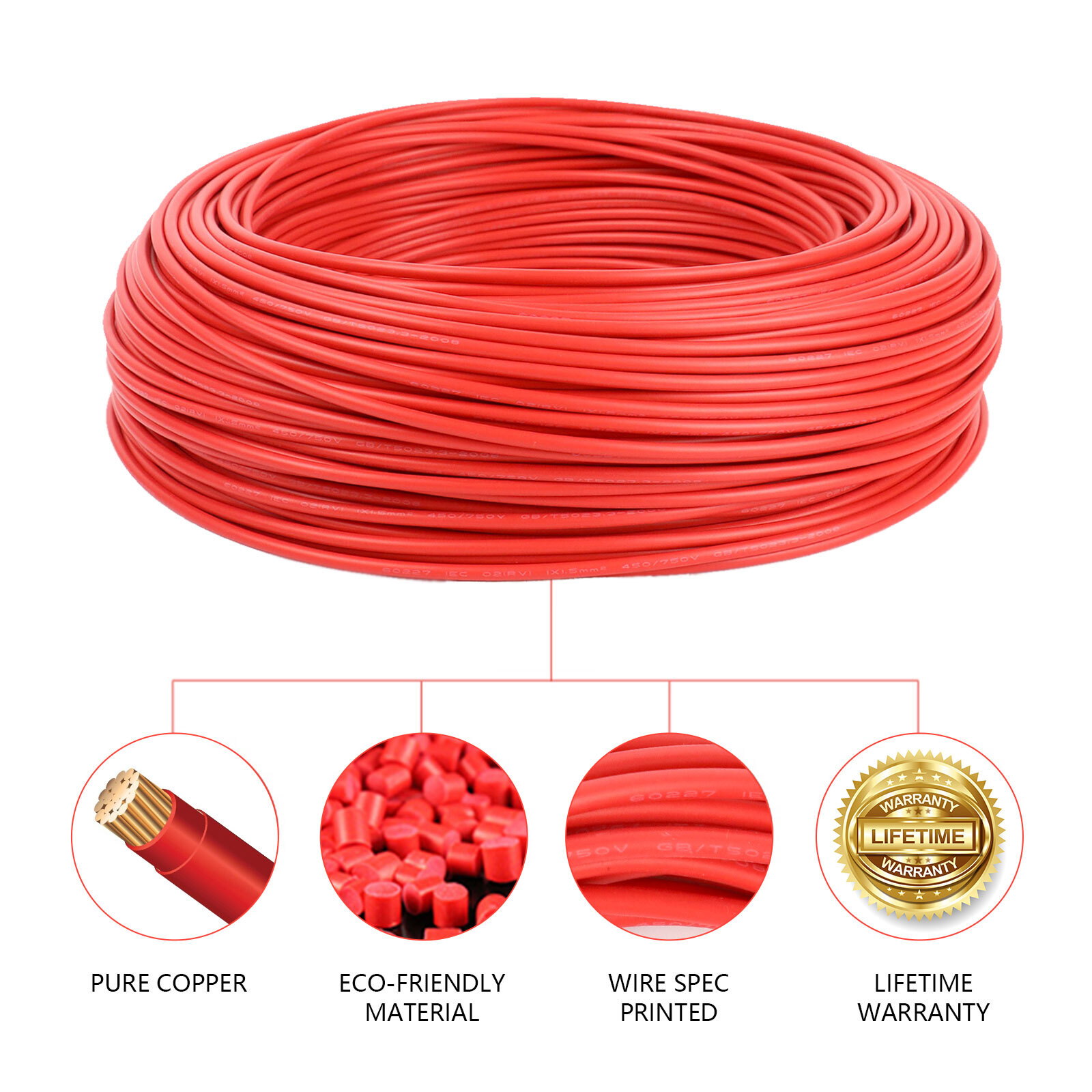 8 10 12 14 16 18 Gauge Pure Copper Primary Wire Power Cable Assortment Pack Lot