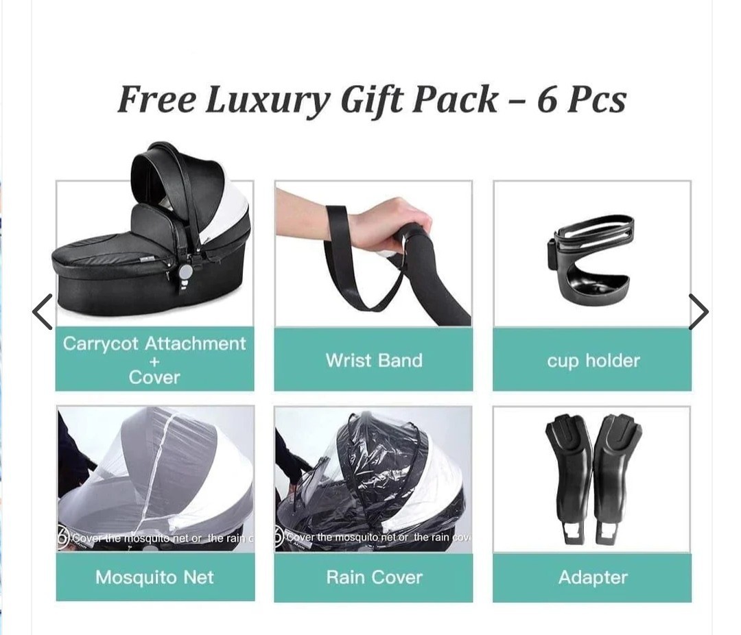 Hot Mom 2-in-1 Baby Stroller Grey with 360° rotation PU leather New