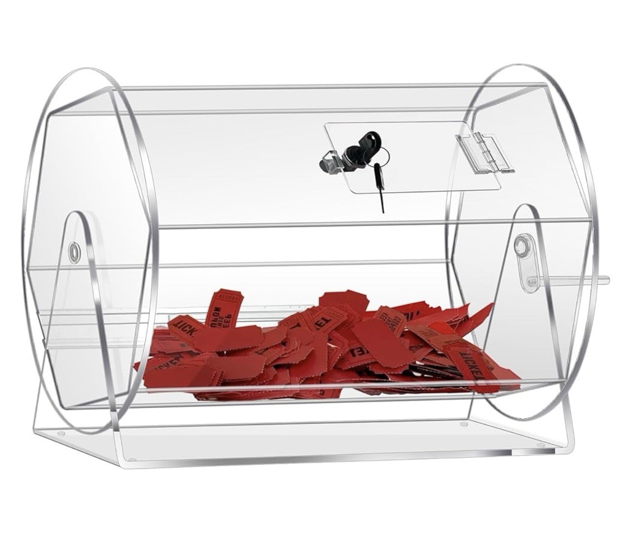 Raffle Drum Ticket Spinner Clear Acrylic Transparent Portable Lightweight New