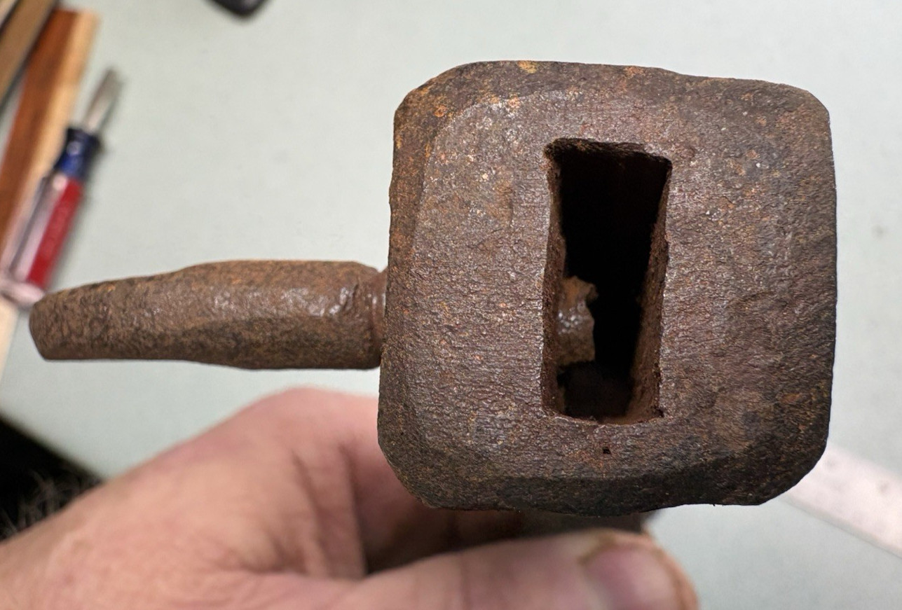 Antique Blacksmith Hand Forged Cage Head LARGE Brace Iron Tool Drill nice