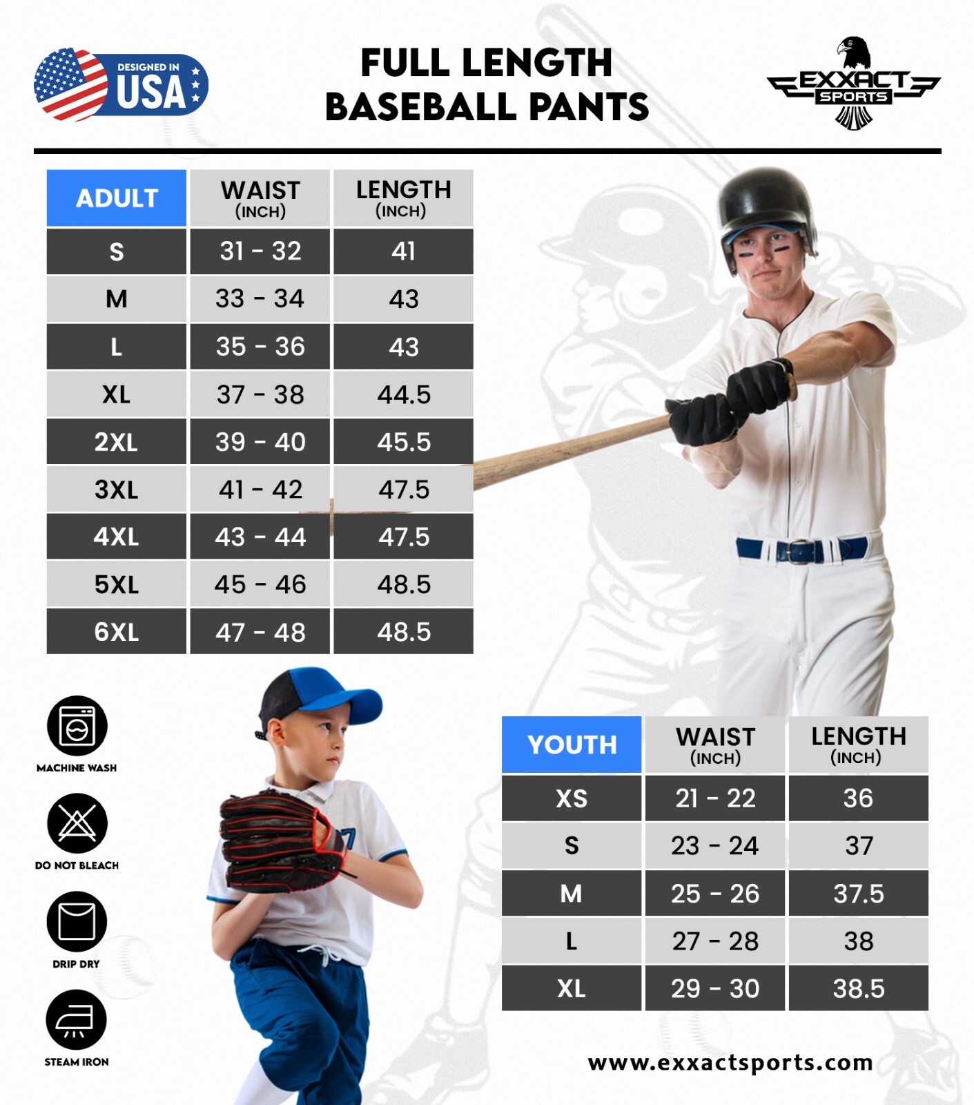 Exxact Sports Proline Full Length Baseball Pants Adult with Stripes For Men