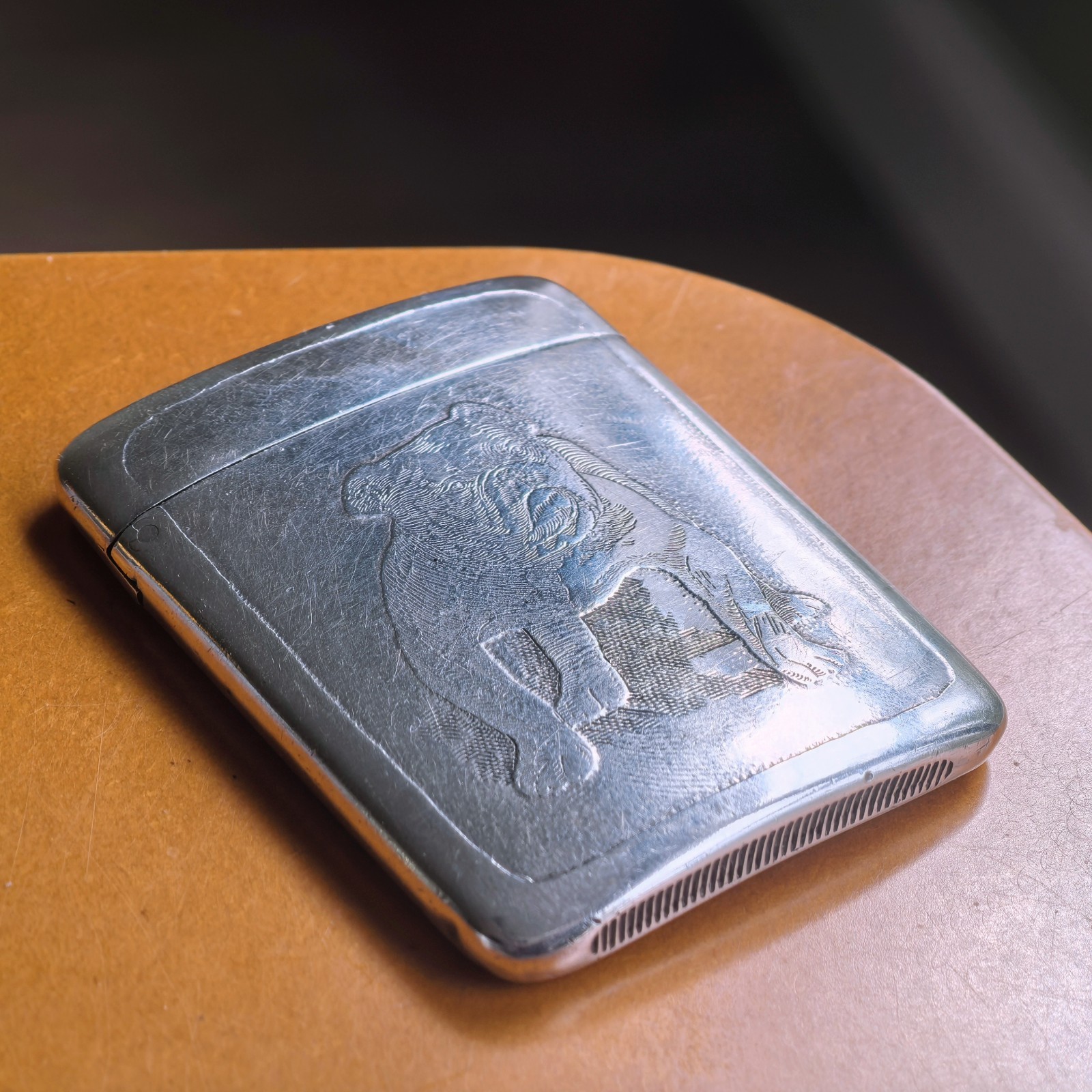 Antique Heavy Sterling Silver Bulldog Match Safe/Vesta Case Exquisite Detail