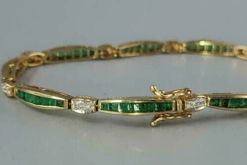 8 CT Princess Simulated Emerald Tennis Bracelet for Women