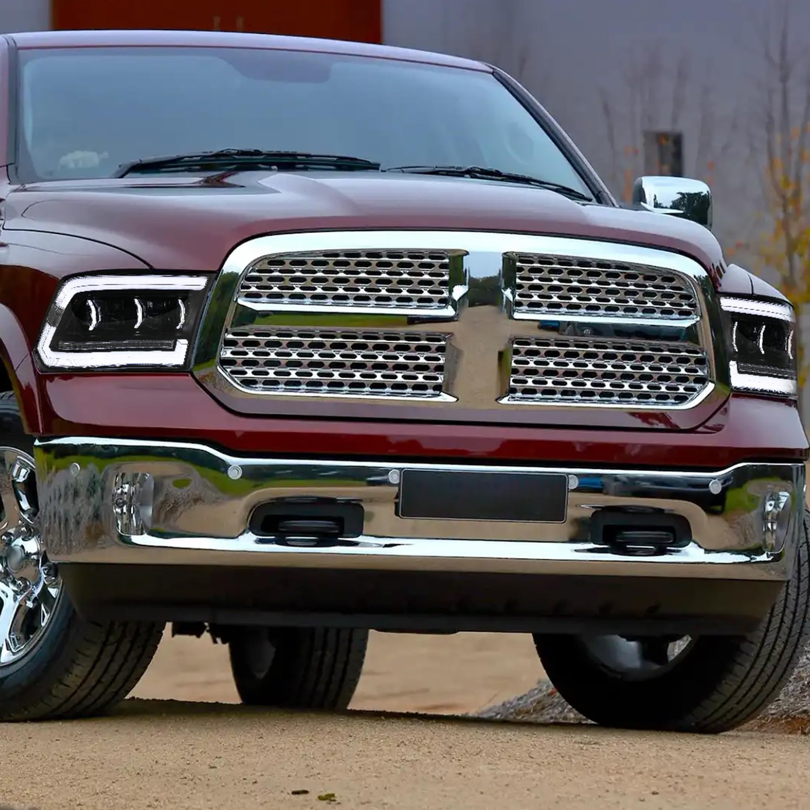 Smoke Headlights Compatible For 4th Gen Dodge Ram 1500 2500 3500 2009-2018