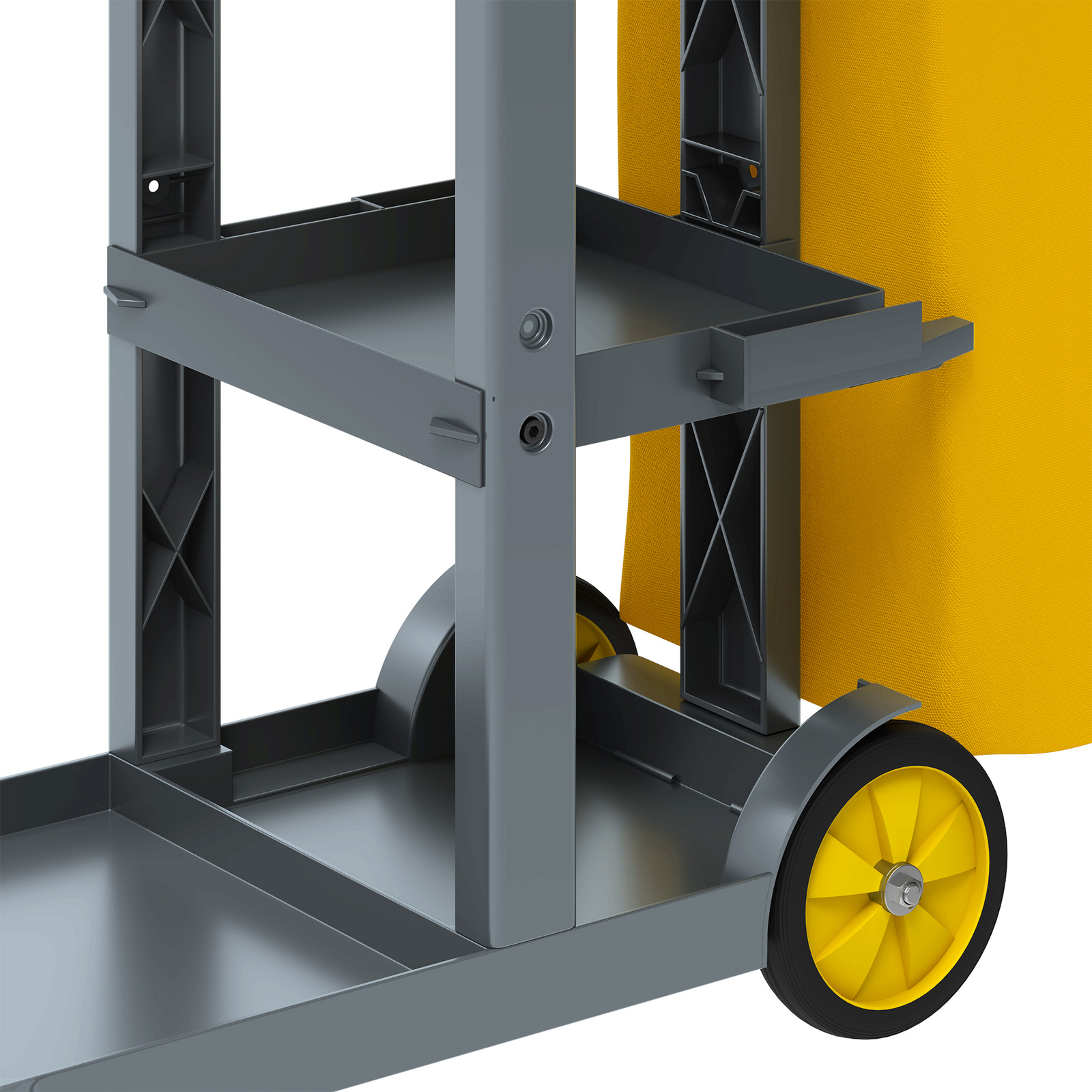 3-Shelf Janitorial Cleaning Cart w/ 2 Trash Bags Commercial Housekeeping Trolley