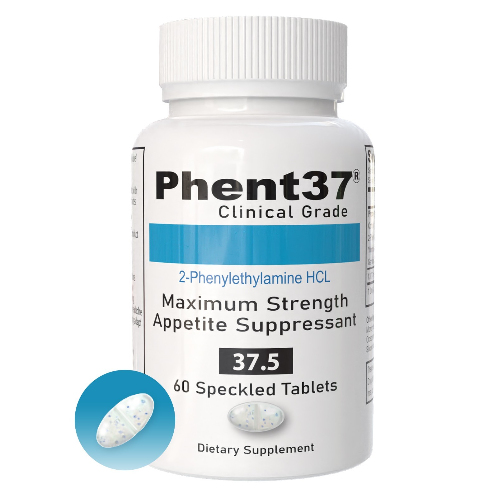 Phent37 - Appetite Suppressant 37.5 Diet Pill Speckled Tablet - Fast Working