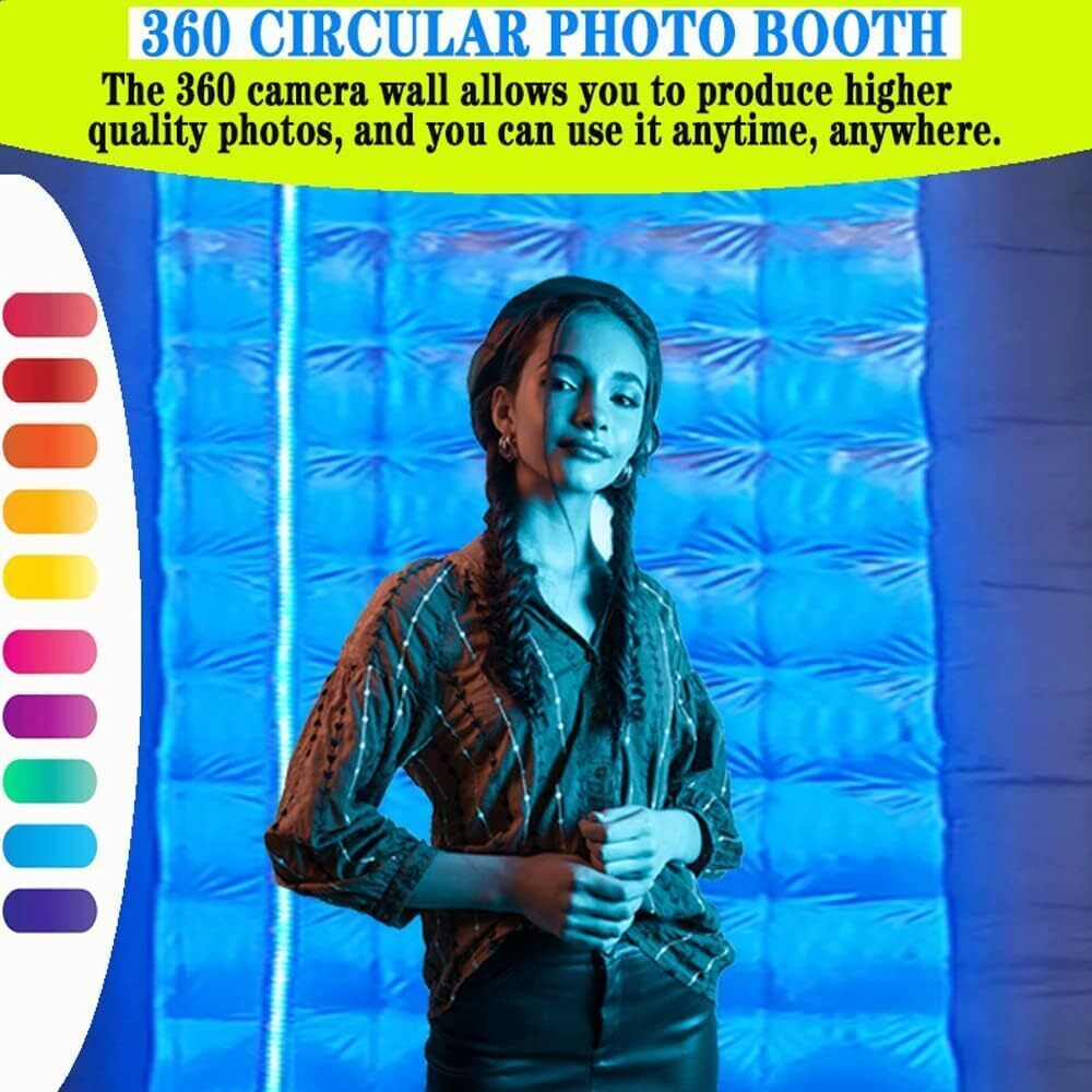 10FT Inflatable 360 Photo Booth Enclosure Portable LED Backdrop Wall For Party