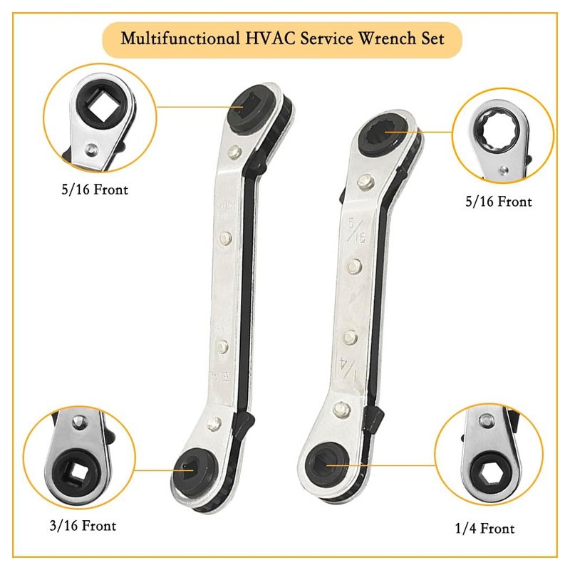 HVAC Wrench Tool AC Schrader Valve Core Remover Set 1/4 and 5/16 Port Installer