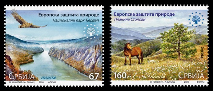 Serbia 2026 European nature protection, mountain, river, eagle, bird, horse, MNH