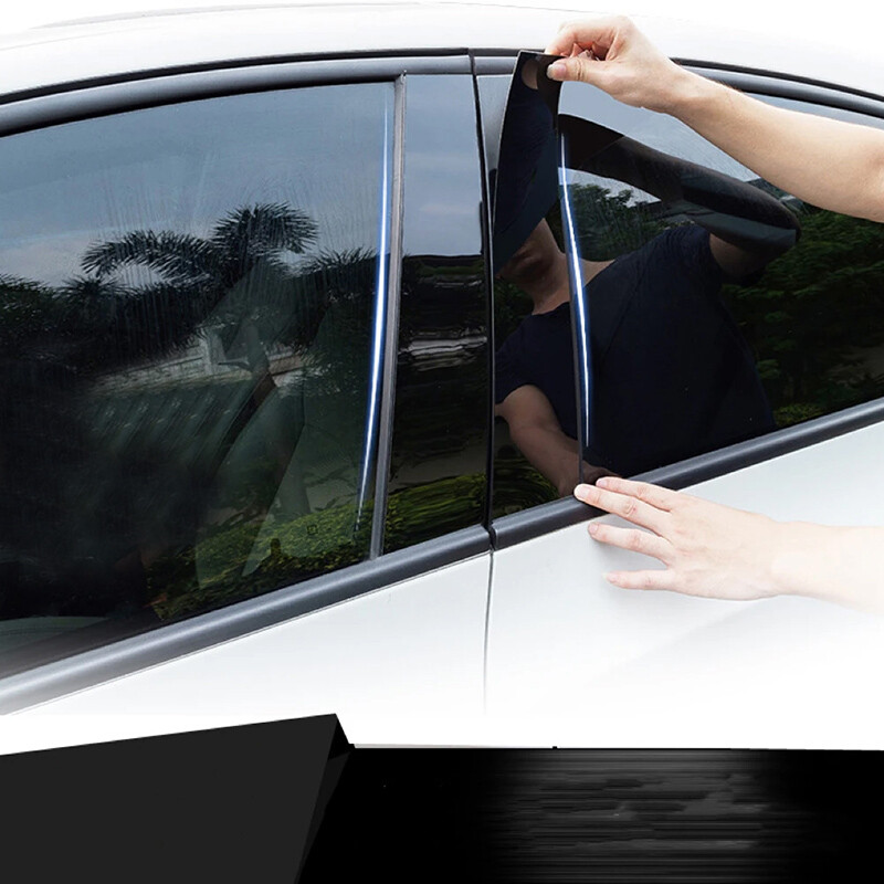 For Cadillac Escalade 2008-2014 Black B Pillar Posts Door Window Trim Cover Kit