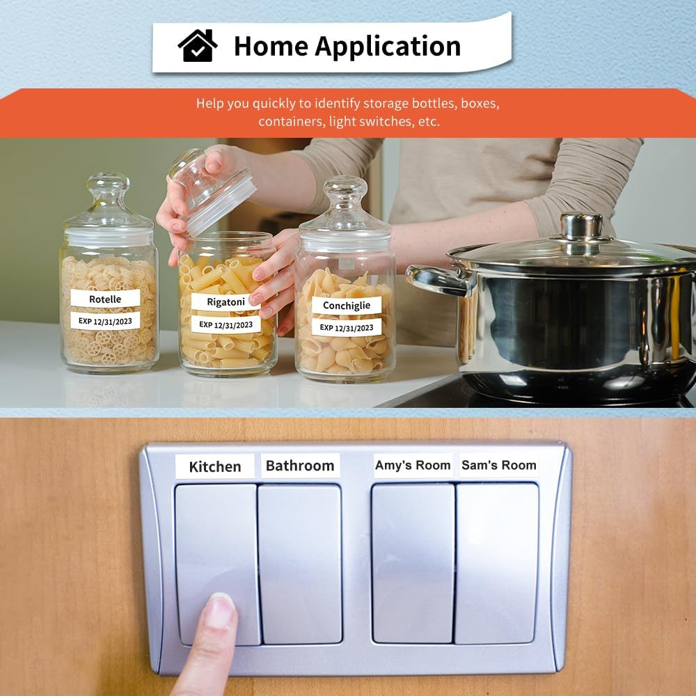 4pk Label Maker Tape 12mm 0.47 - fits Brother M-K231s P-Touch BLACK on WHITE